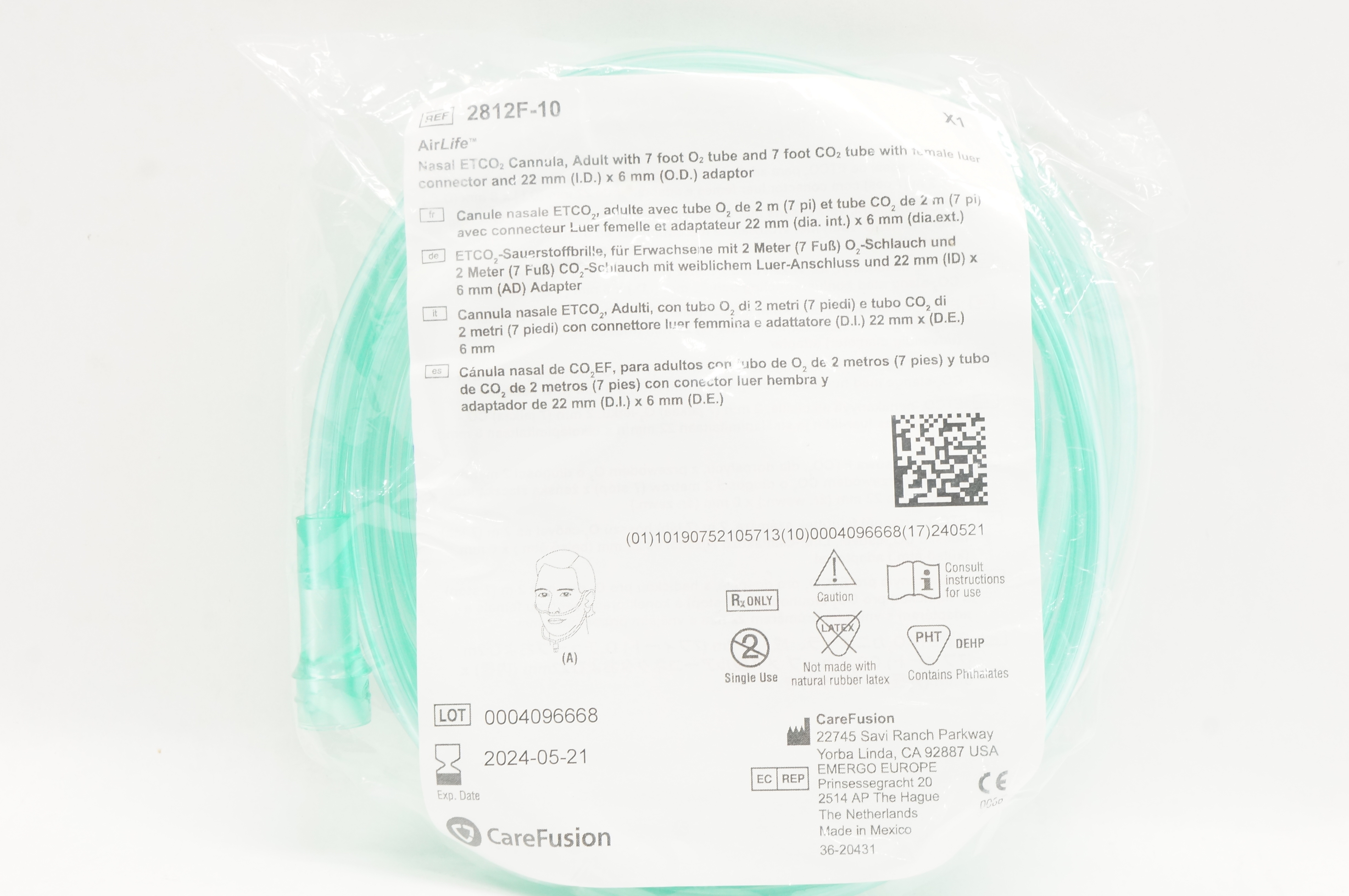 CareFusion 2812F-10 AirLife Nasal ETCO2 Cannula Adult