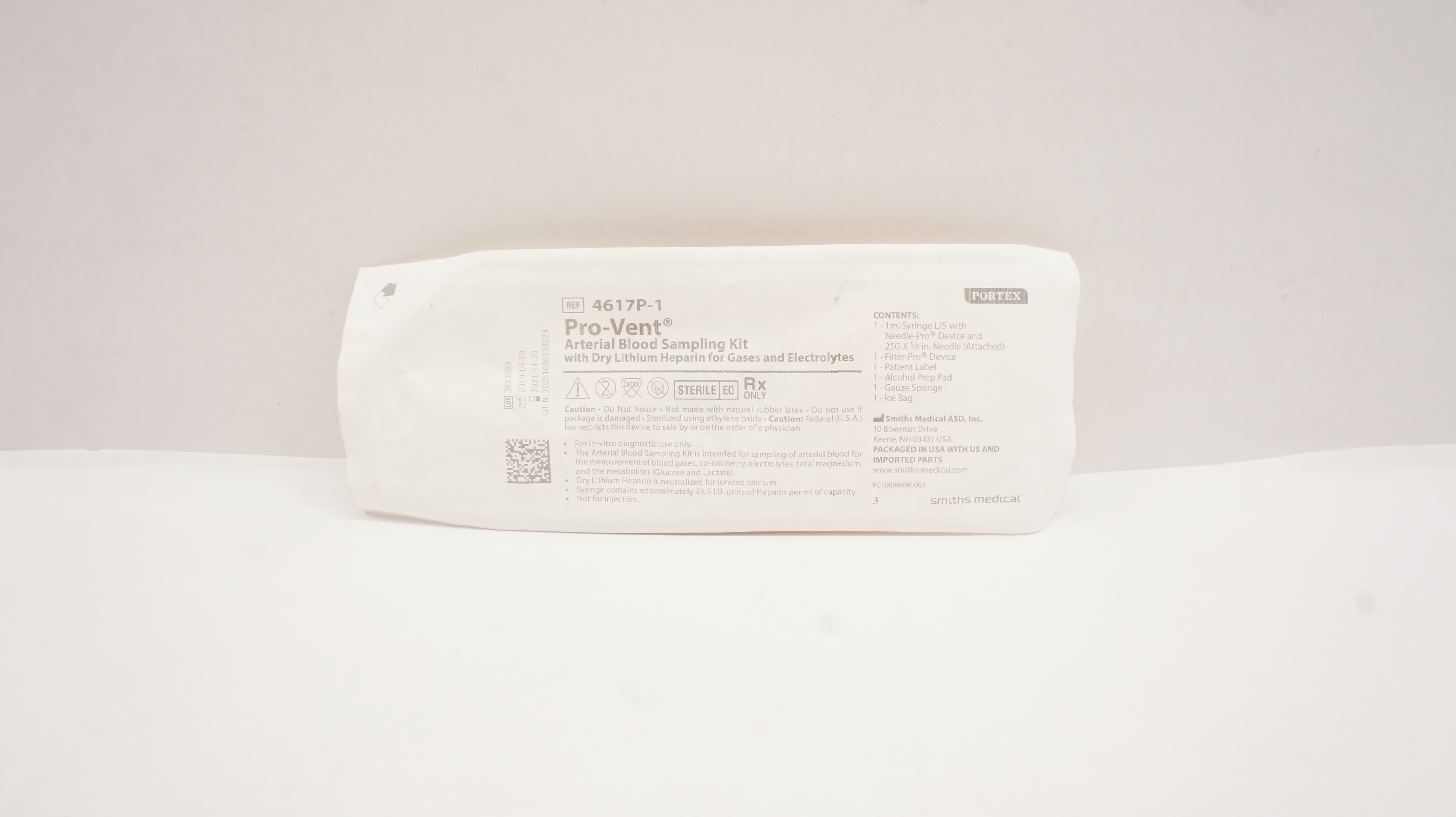 Smiths Medical 4617P-1 Portex Pro-Vent Arterial Blood Sampling Kit