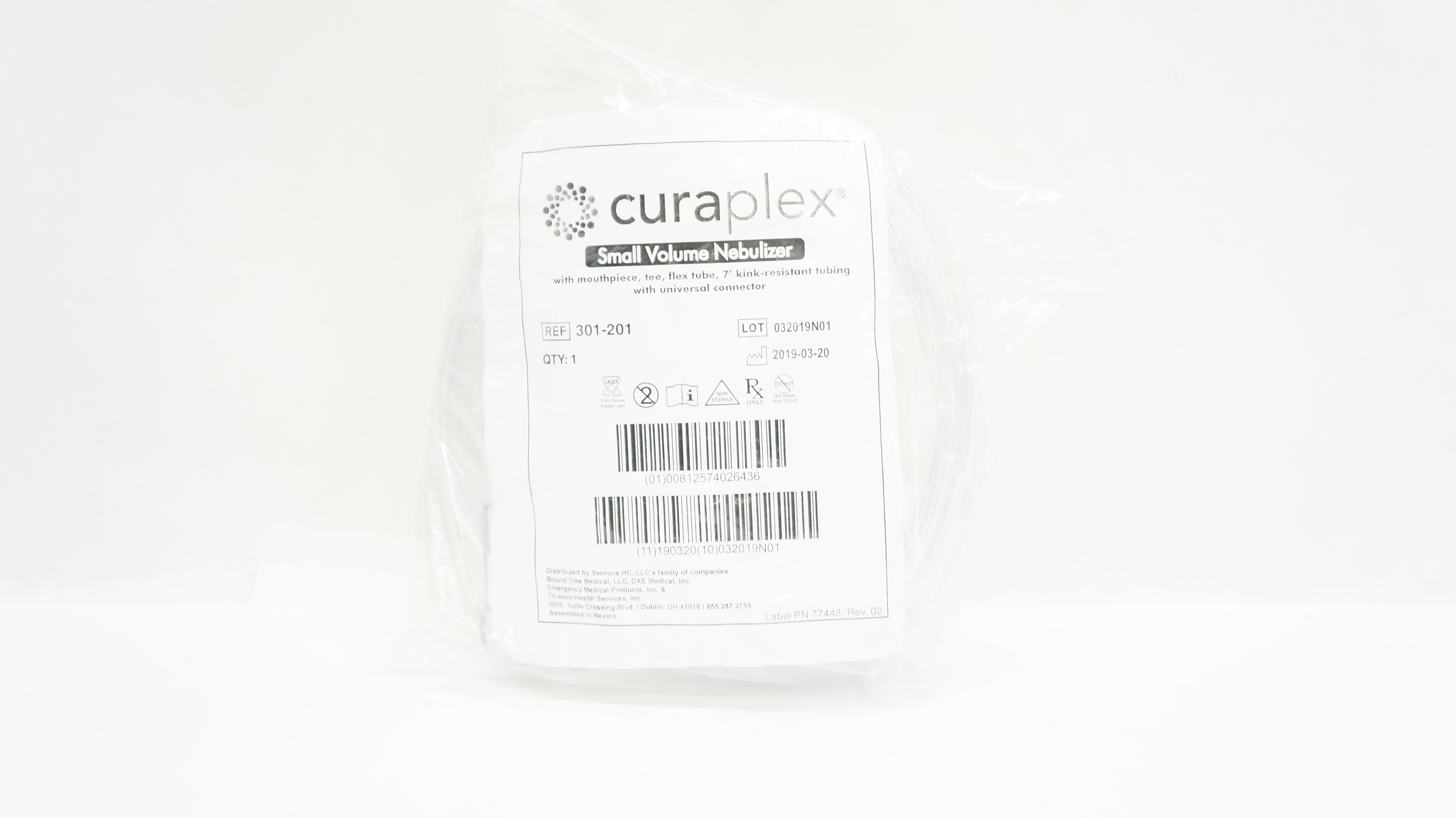Curaplex 301-201 Small Volume Nebulizer With 7Ft Kink-Resistant Tubing