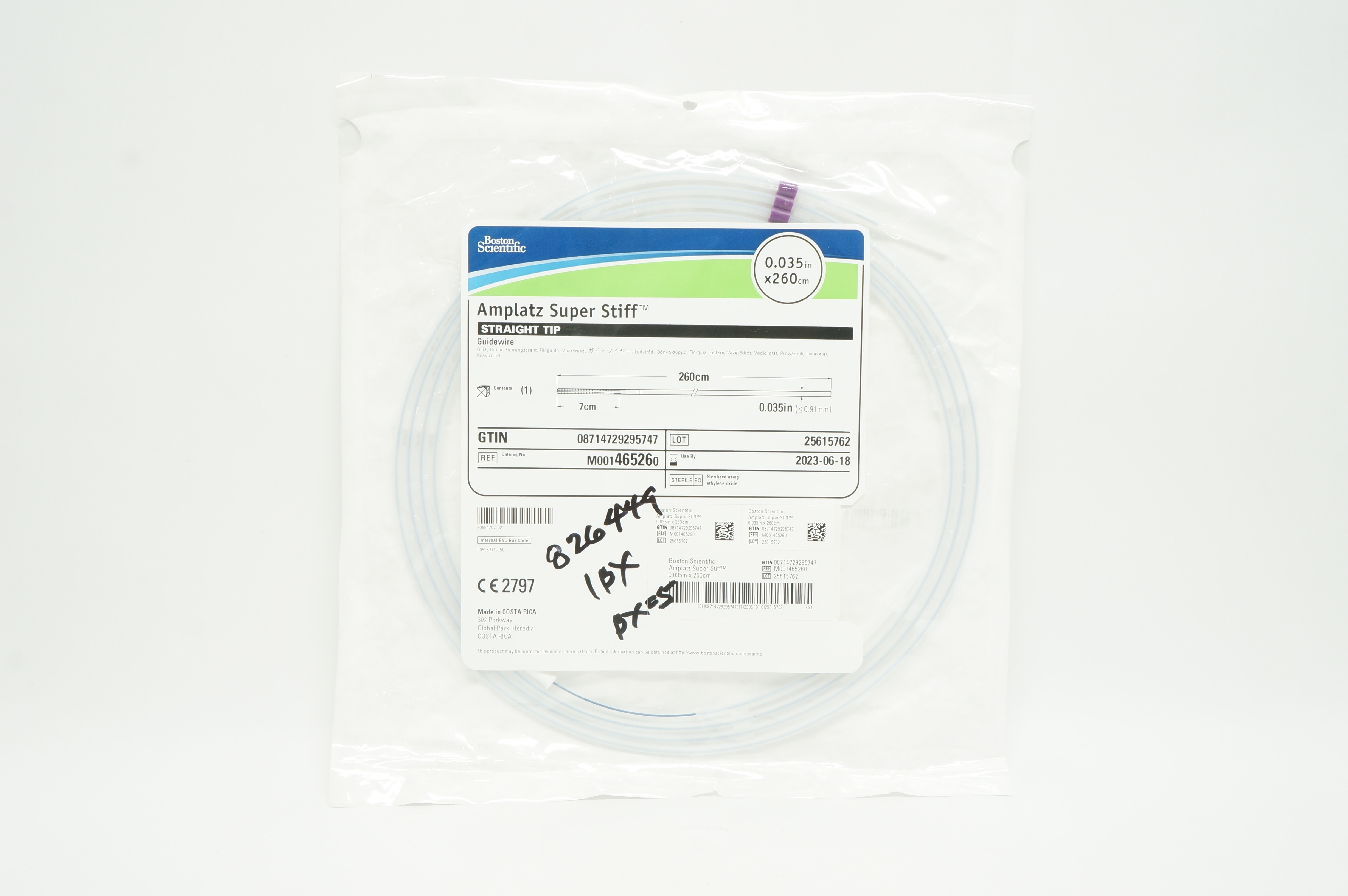 Boston Scientific M001465260 Amplatz Super Stiff Guidewire 0.035 inch x 260 cm