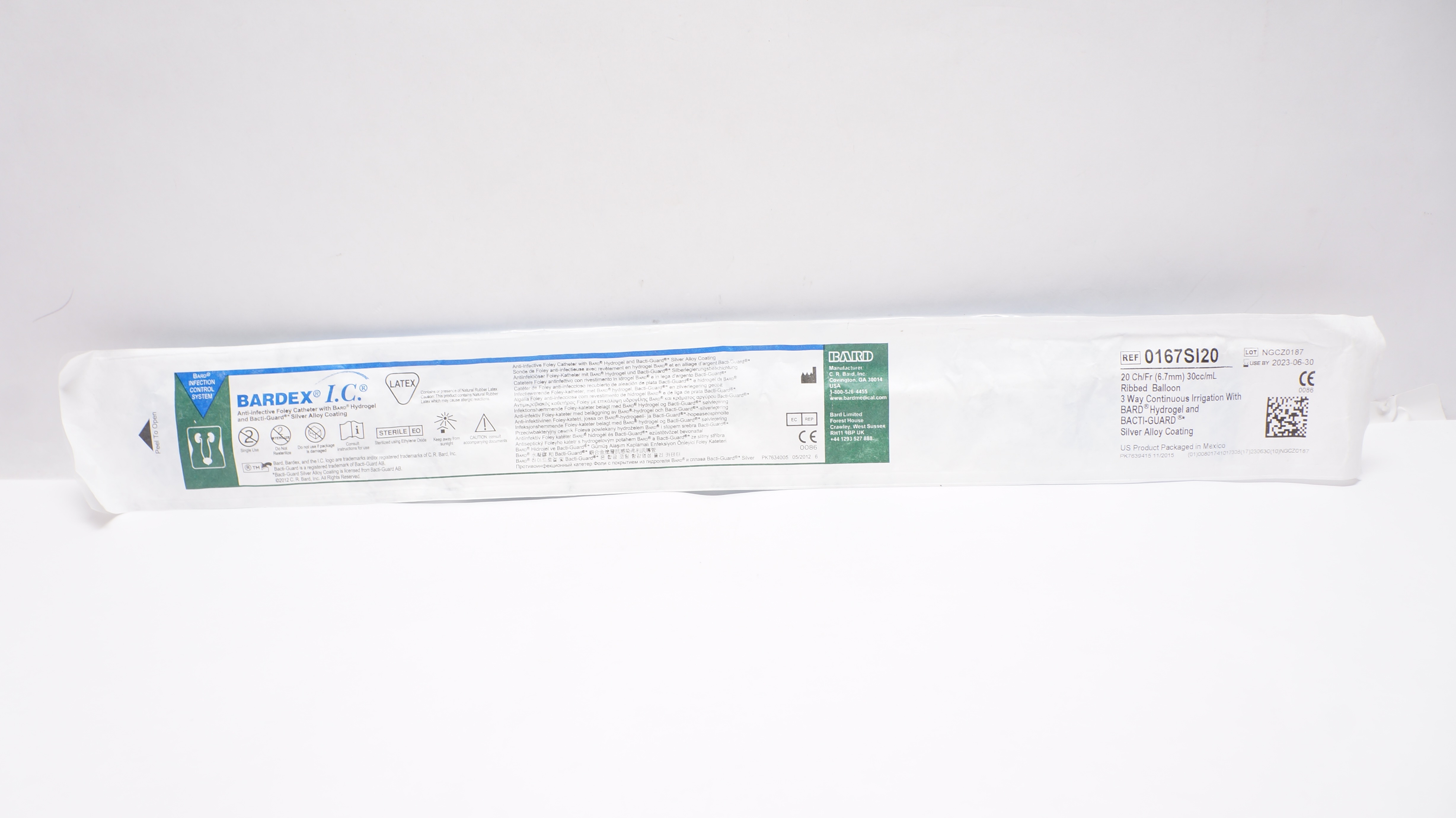 Bard 0167SI20 Bardex I.C. Anti-Infective Foley Cath. 20Ch/Fr x 30cc/mL (x)