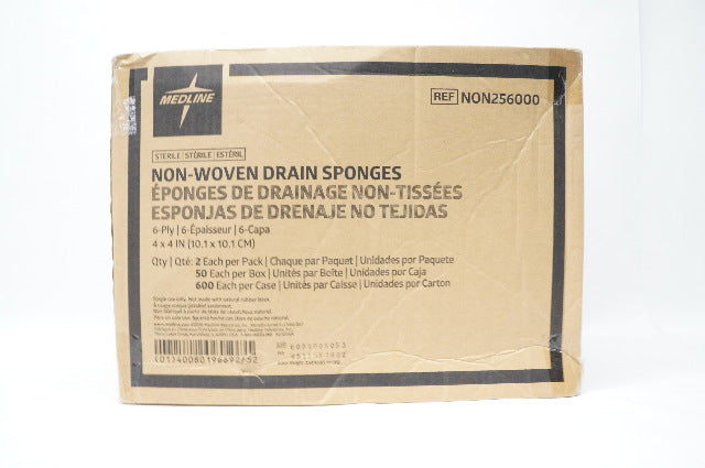 Medline NON256000 Non-Woven Drain Sponges 6-Ply, 4 inch x 4 inch - Case of 600