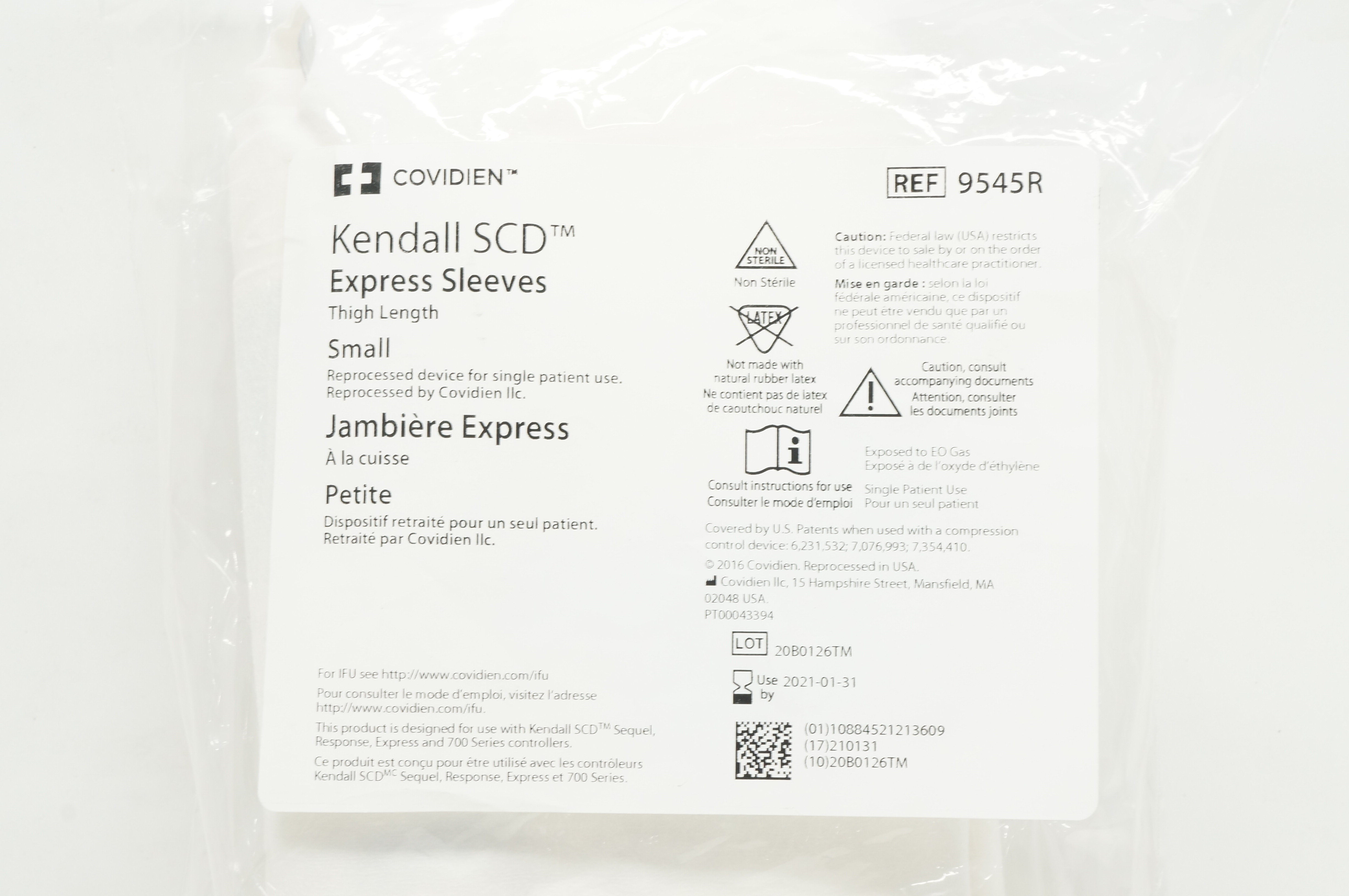 Covidien 9545R Kendall SCD Express Sleeves Thigh Length Small (x)