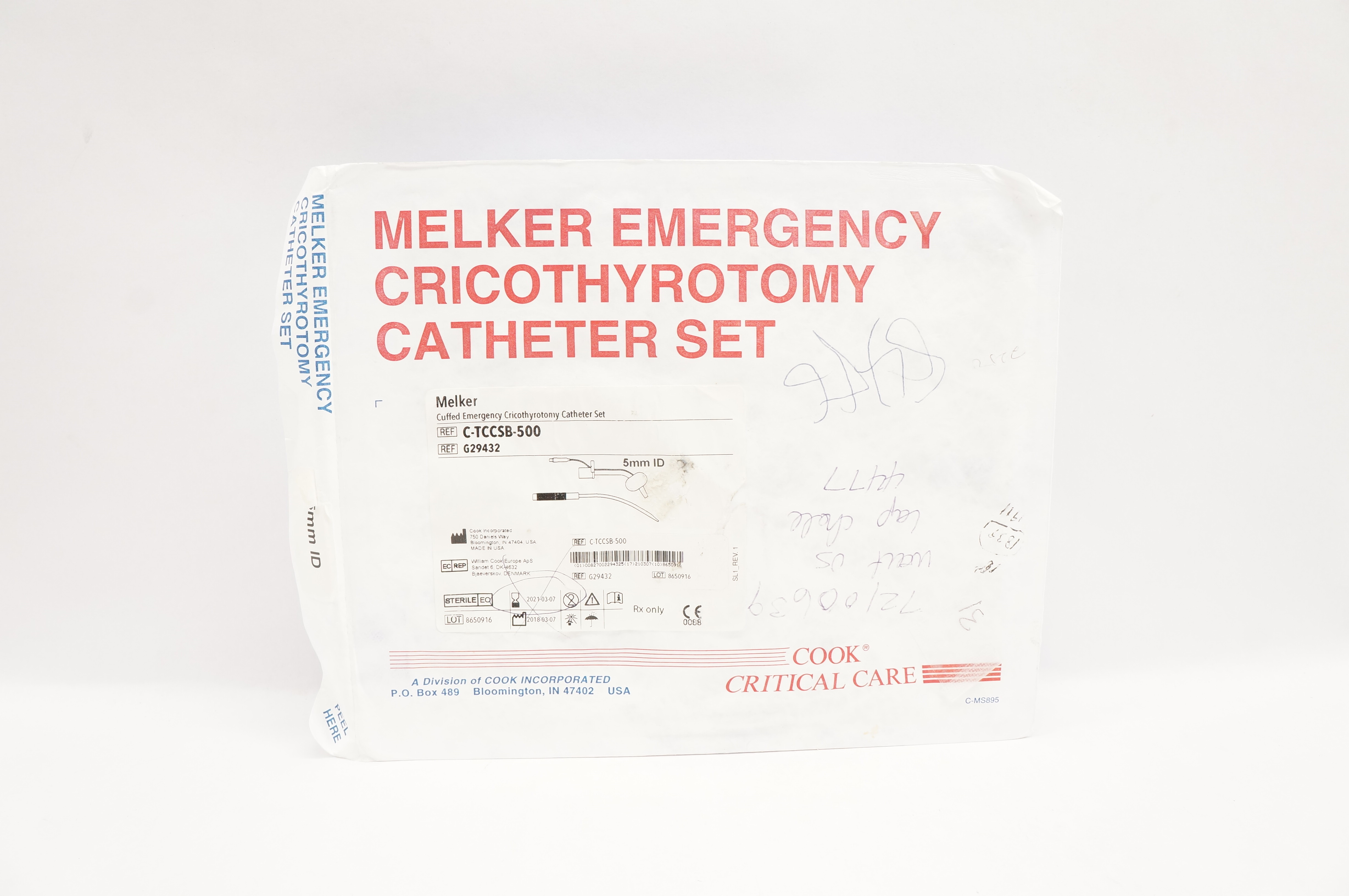 Cook Medical G29432 Melker Emergency Cricothyrotomy Cath. Set 5 mm ID (x)
