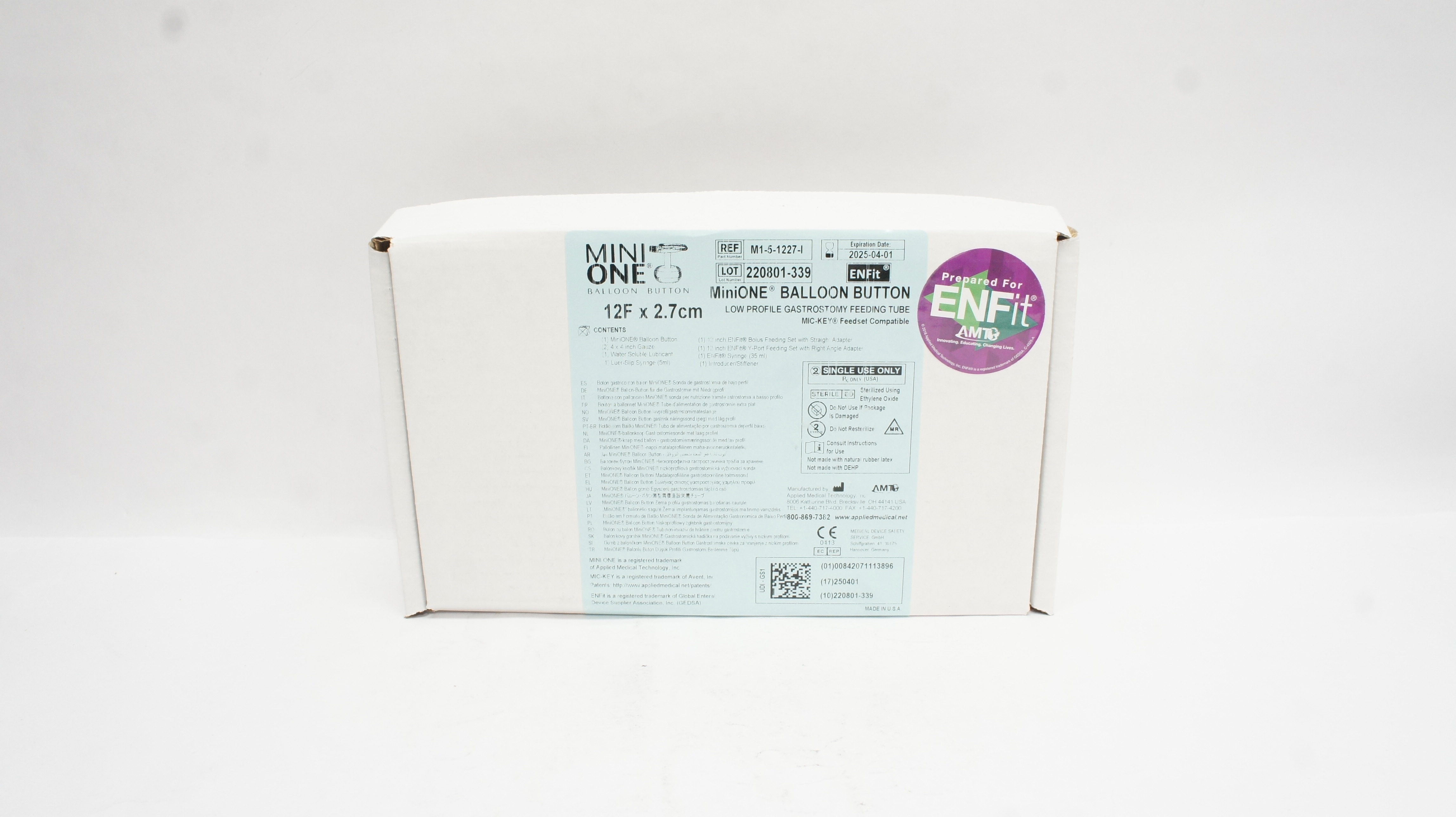 Applied Medical M1-5-1227-I ENFit MiniOne Balloon Button 12F x 2.7cm