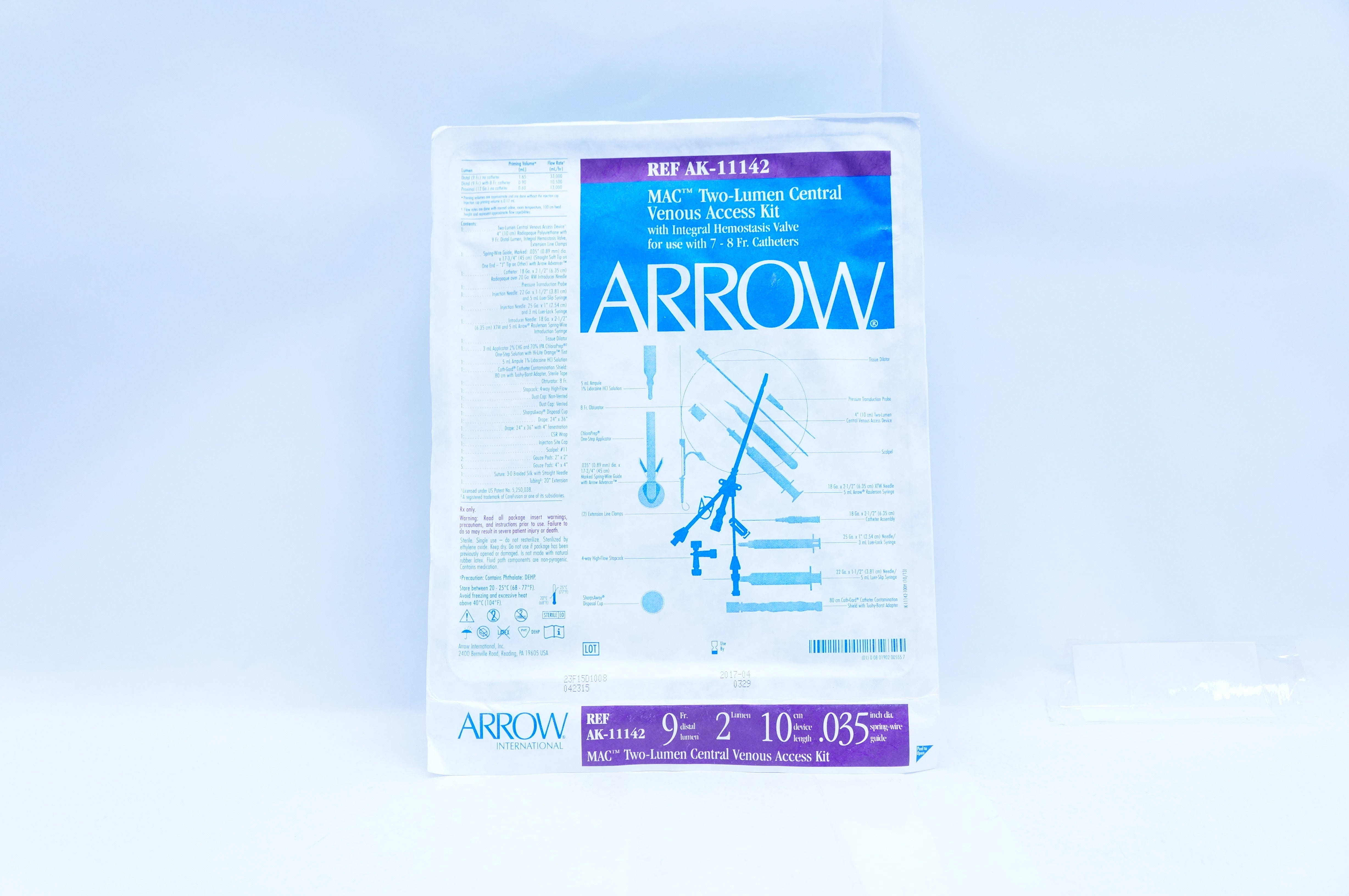 Arrow AK11142 MAC TwoLumen Central Venous Access Kit 9Fr. (x)