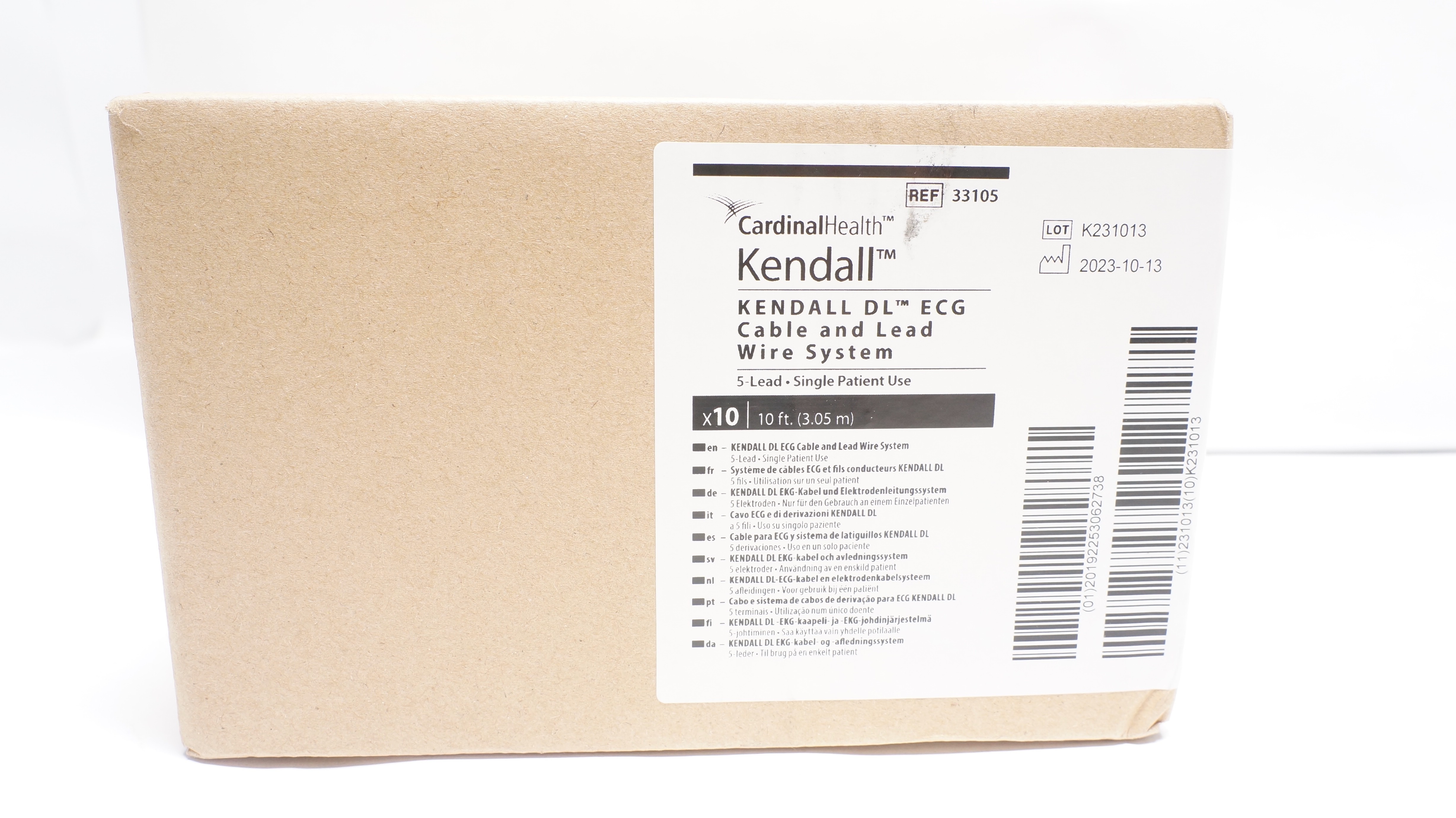 Cardinal Health 33105 Kendall DL ECG Cable &Lead Wire System 10Ft. - Box of 10