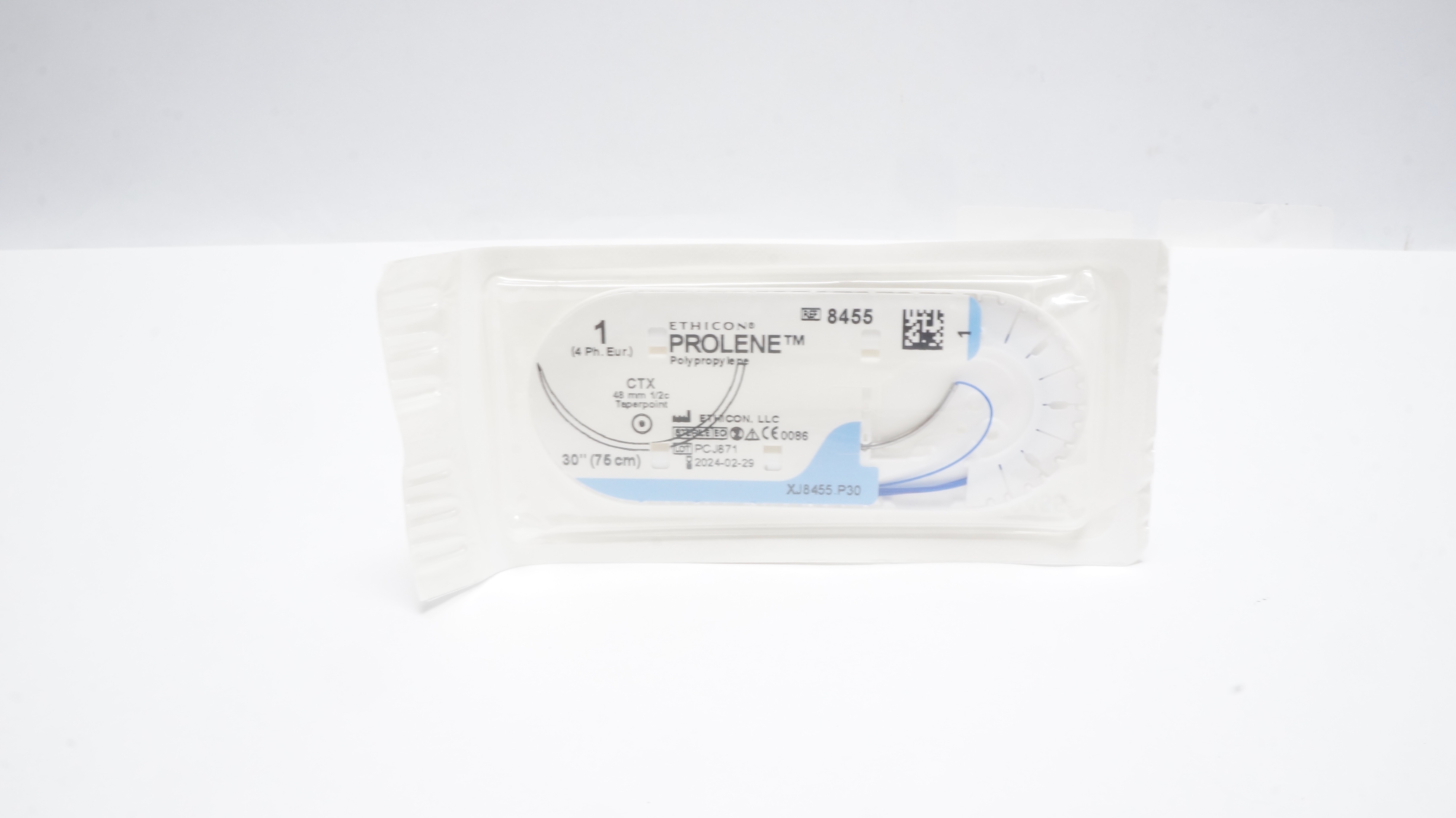 Ethicon 8455 1 Prolene Polypropylene Stre CTX 48 mm 1/2c Taperpoint 30inch (x)