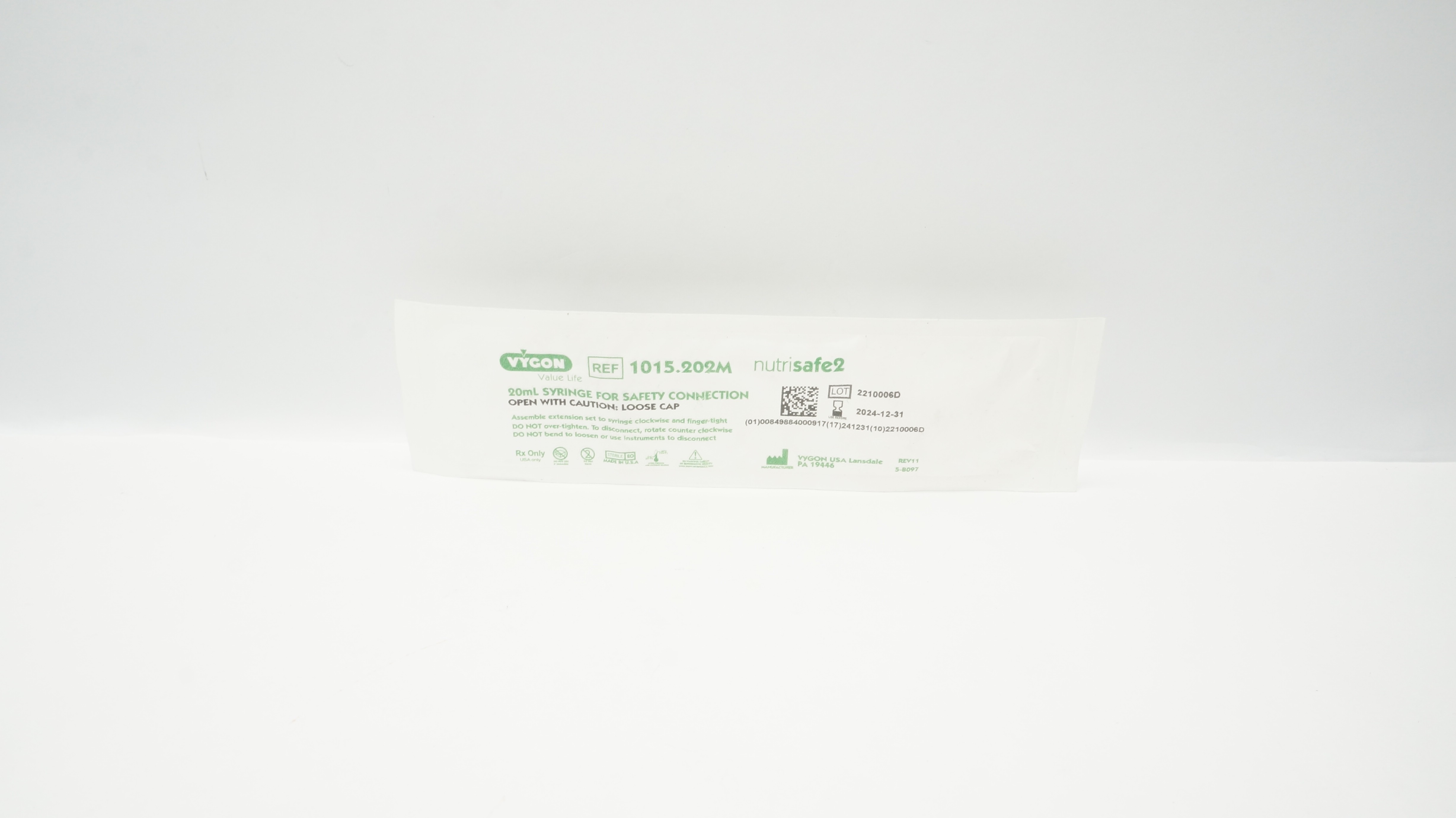 Vygon 1015.202M Nutrisafe2 20ml Syringe for Safety Connection (x)