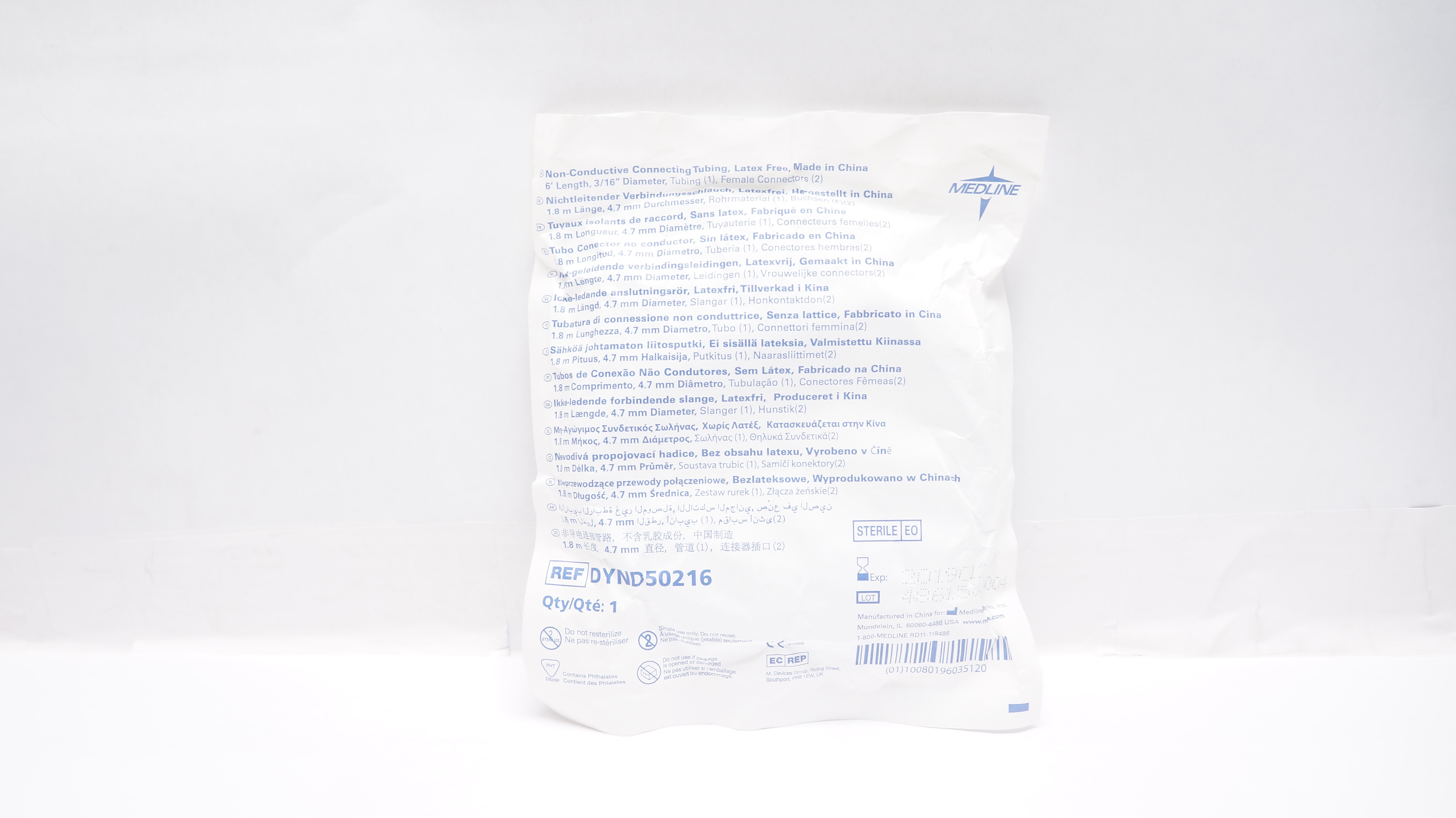 Medline DYND50216 Non-Conductive Connecting Tubing 3/16inch x 6Ft. (x)