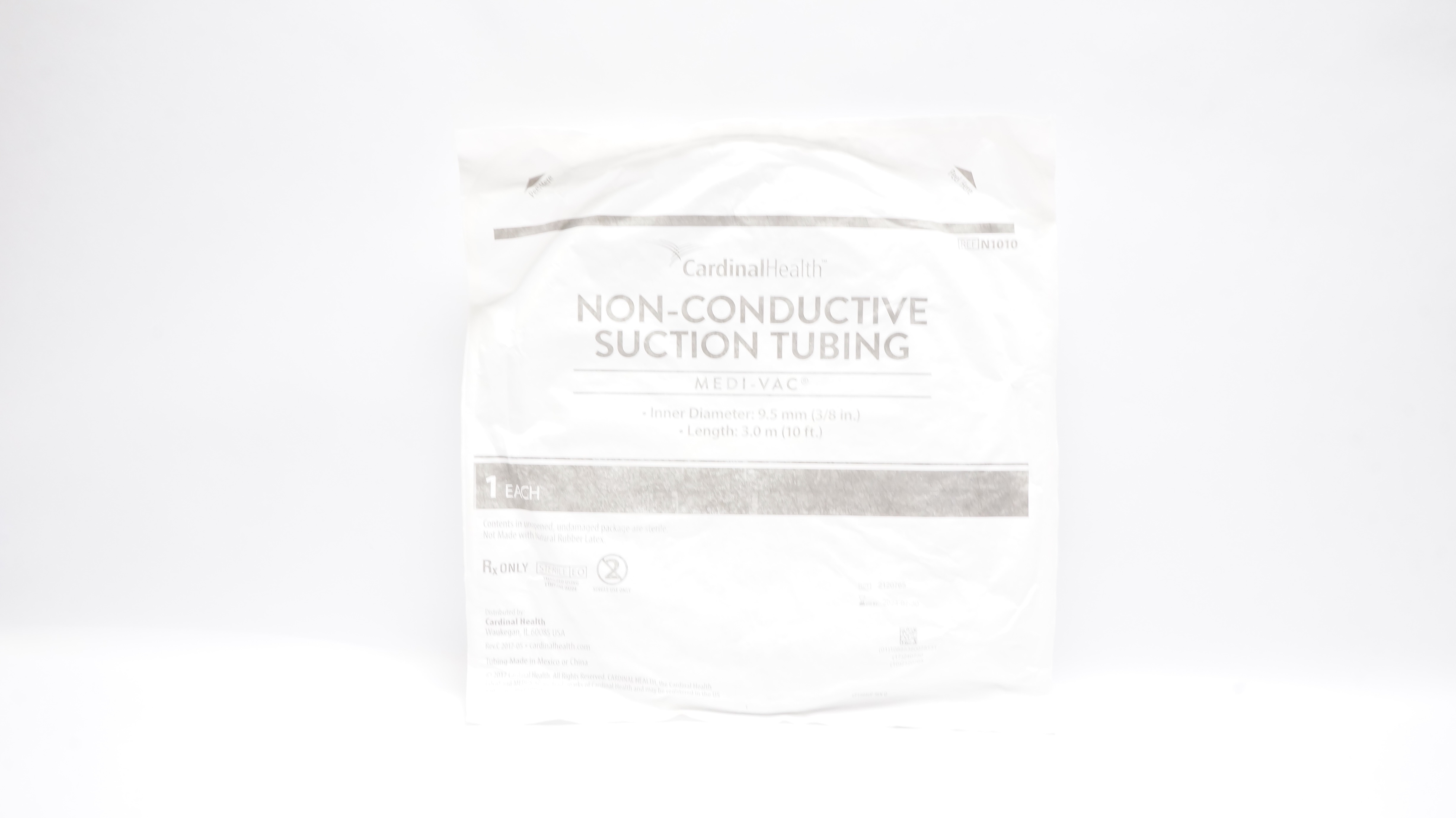 Cardinal Health N1010 Non-Conductive Suction Tubing Medi-Vac 3/8In x 10Ft (x)