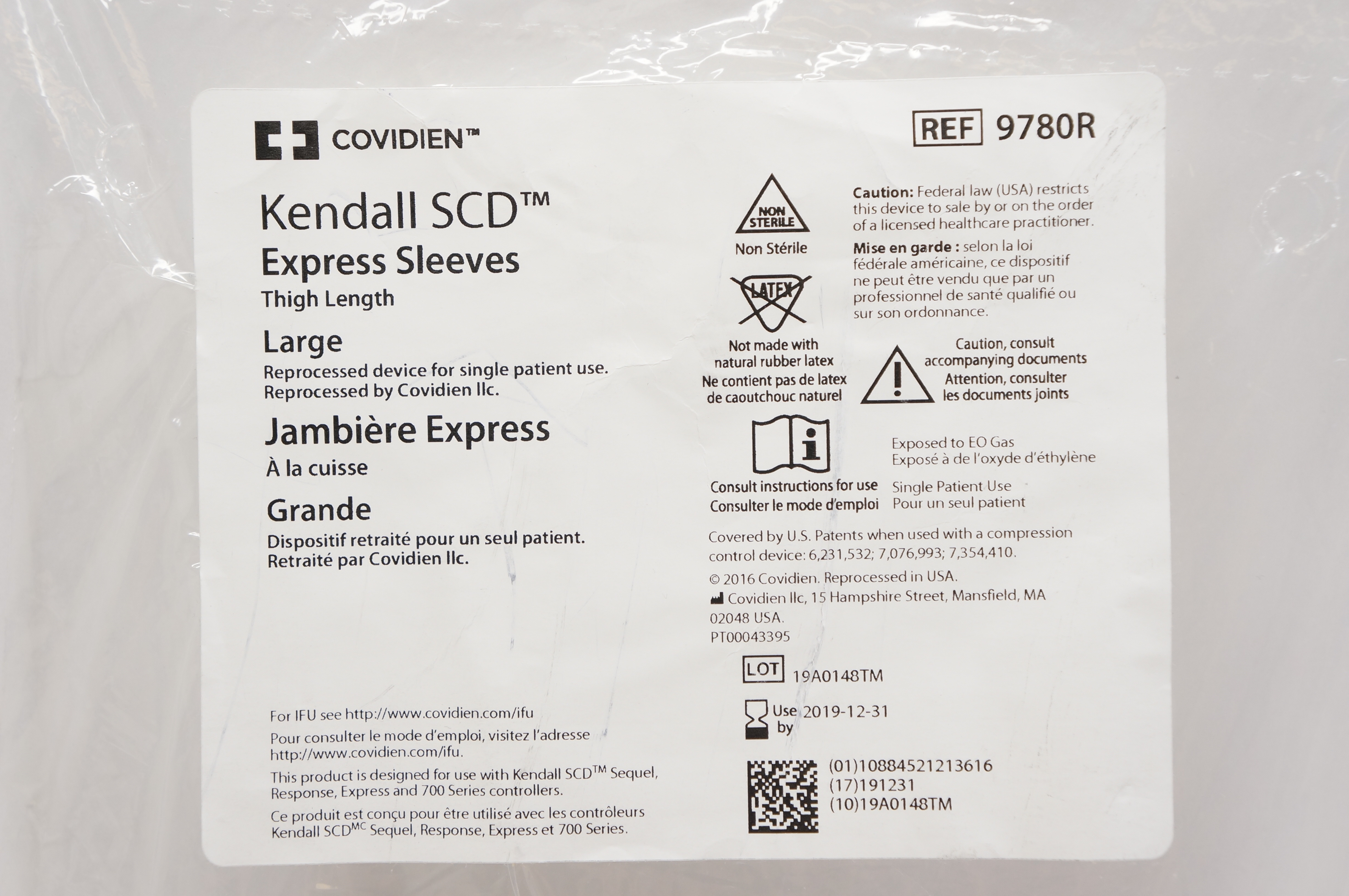 Covidien 9780R Kendall SCD Express Sleeves Large (x)