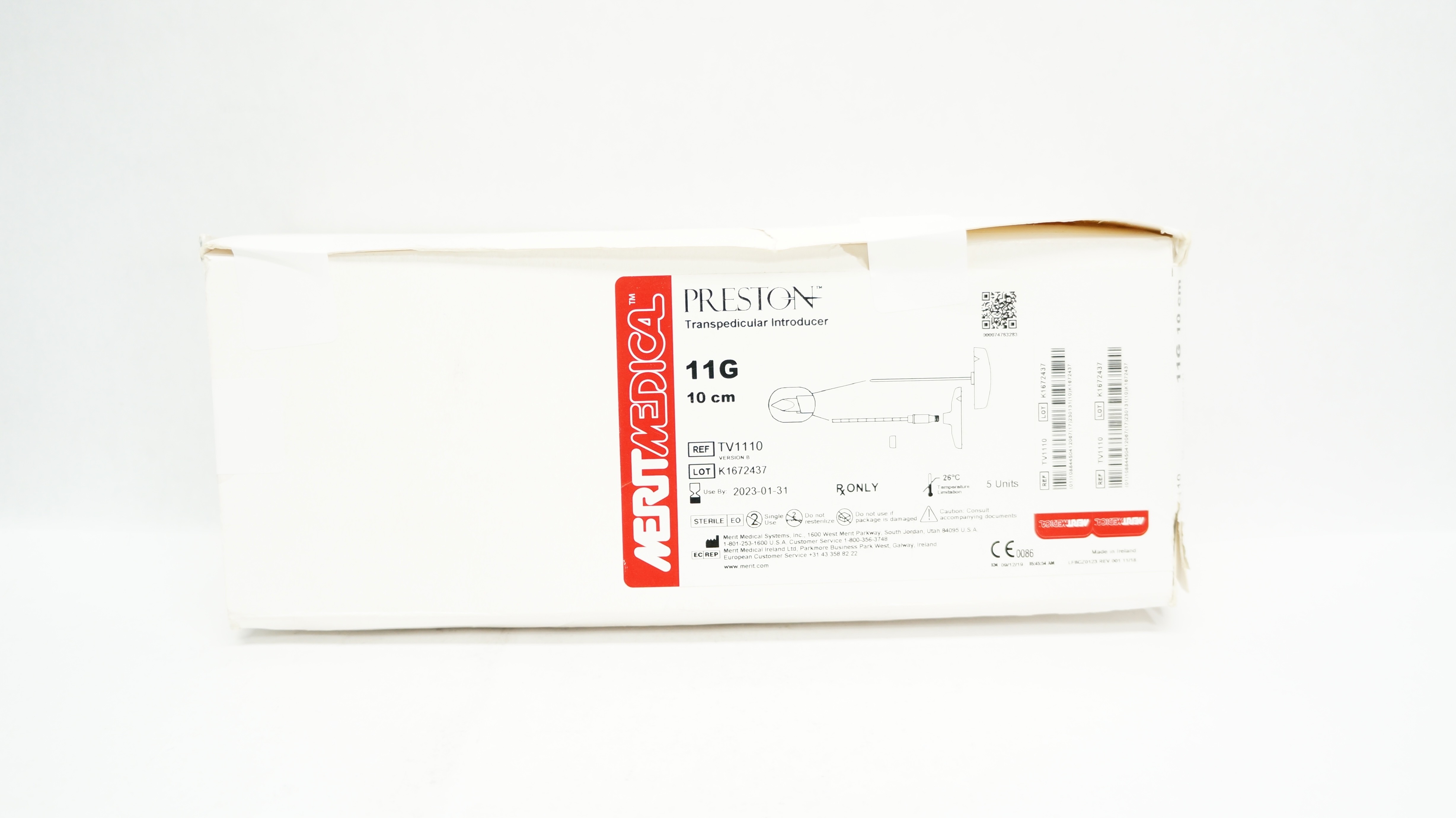 Merit Medical TV1110 Preston Transpedicular Introducer 11G 10 cm (x) - Box of 5