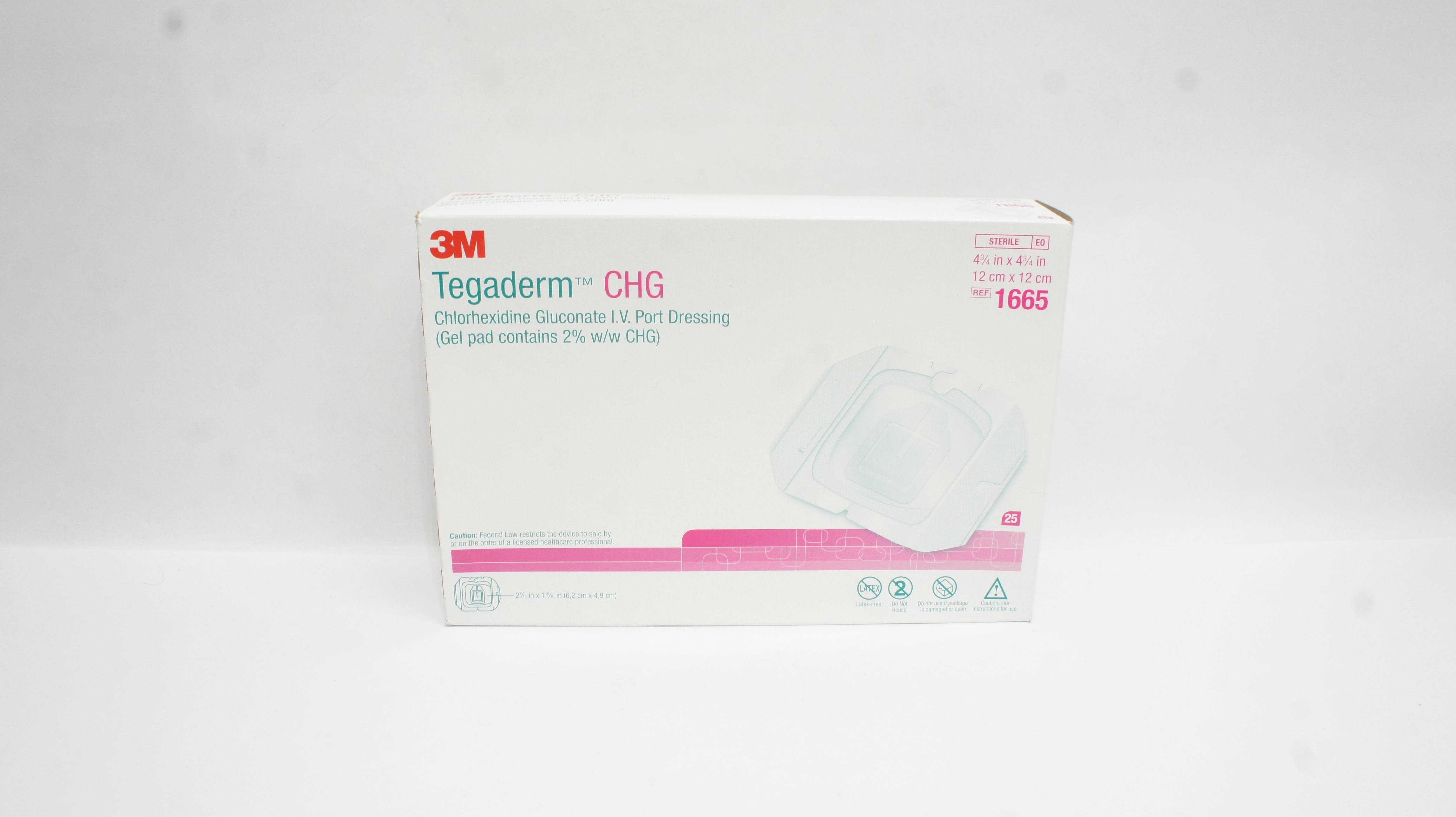 3M 1665 Tegaderm CHG I.V. Port Dressing 4-3/4inch x 4-3/4inch - Box of 25