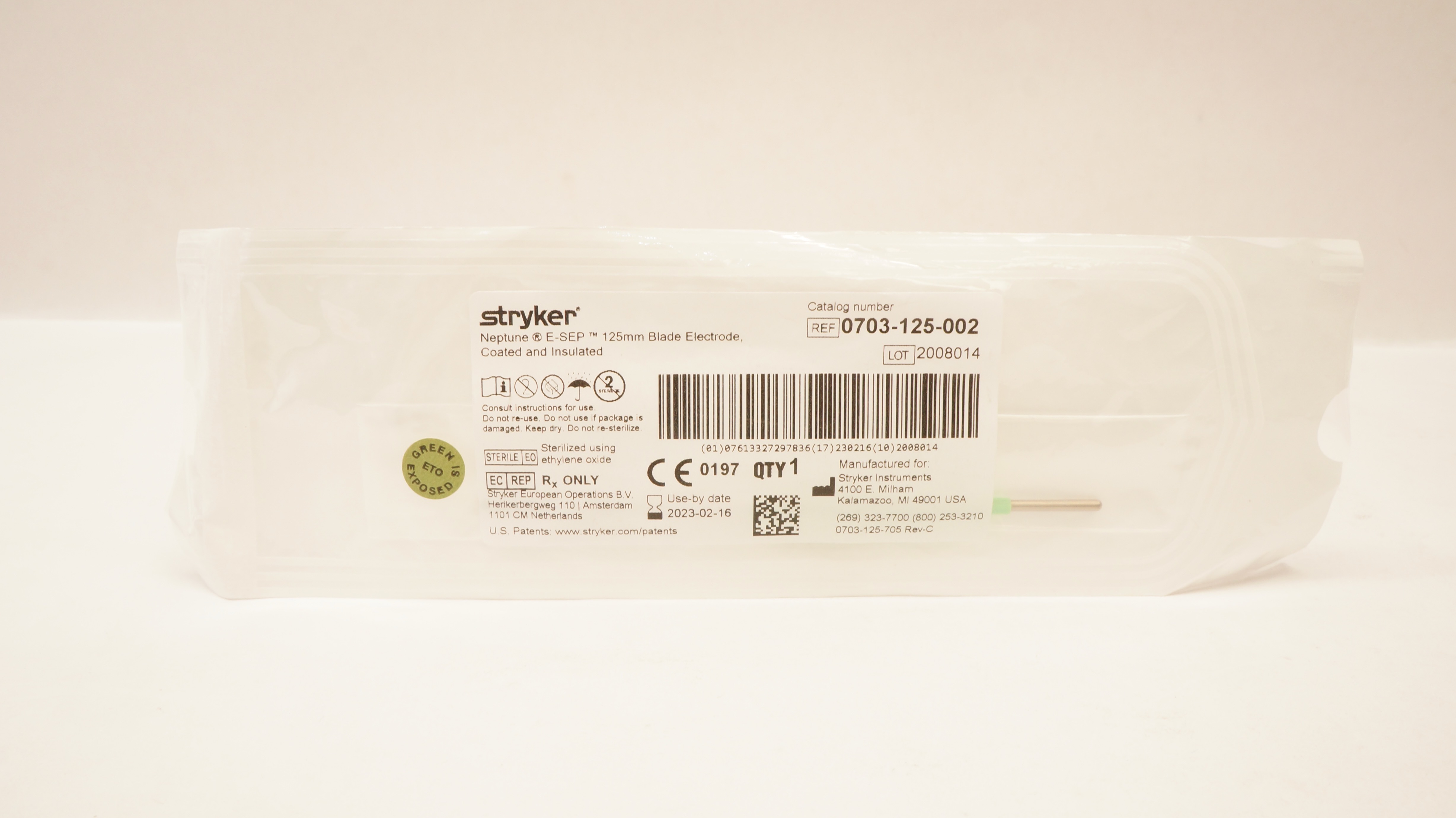 Stryker 0703-125-002 Neptune E-SEP 125mm Blade Electrode Coated, Insulated (x)