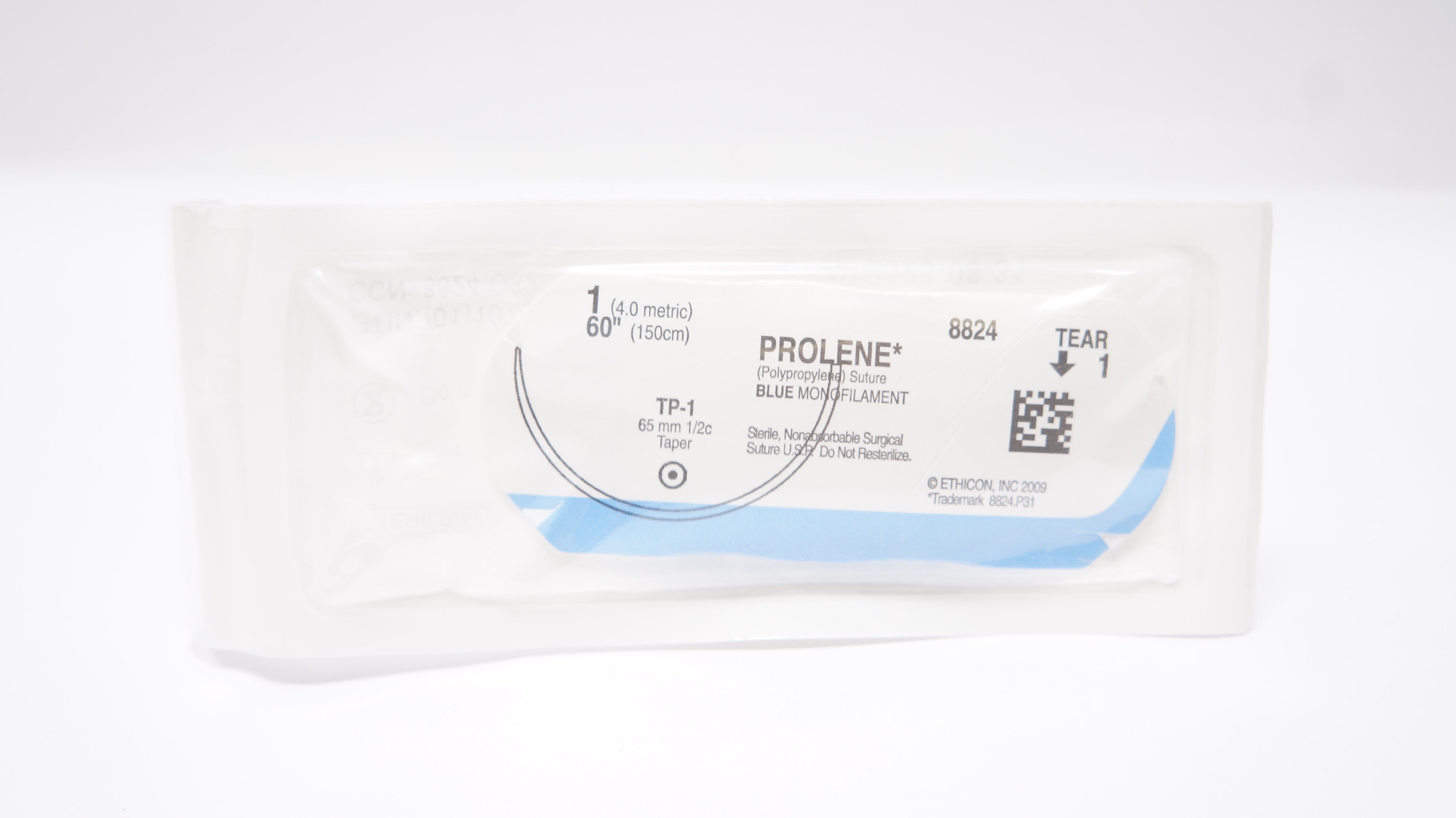 Ethicon 8824 1 PROLENE Blue Monofilament Stre TP-1, 65mm 1/2c, Taper, 60inch (x)