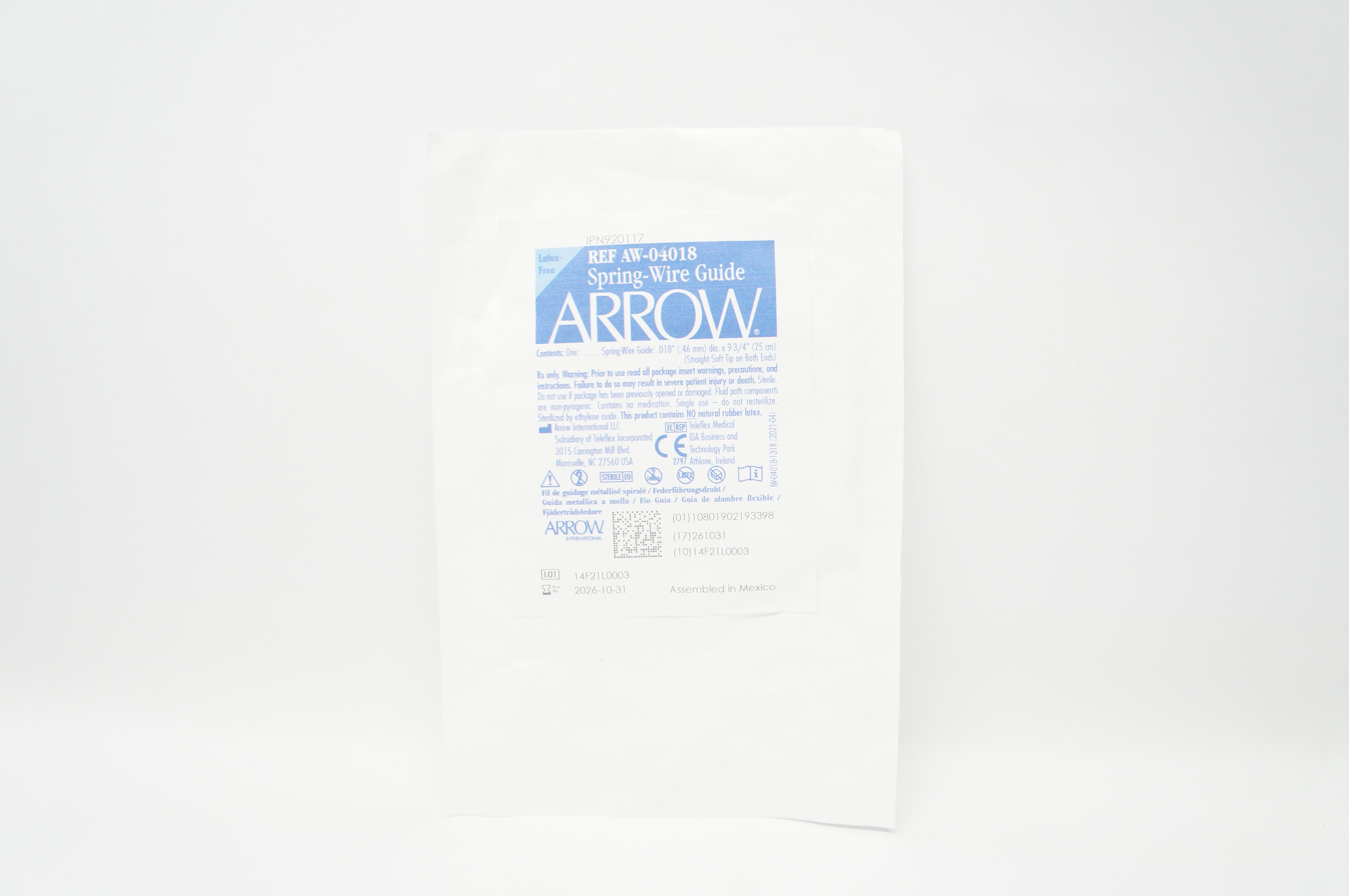 Arrow AW-04018 Spring-Wire Guide .018inch dia. x 9-3/4inch Straight Soft Tip