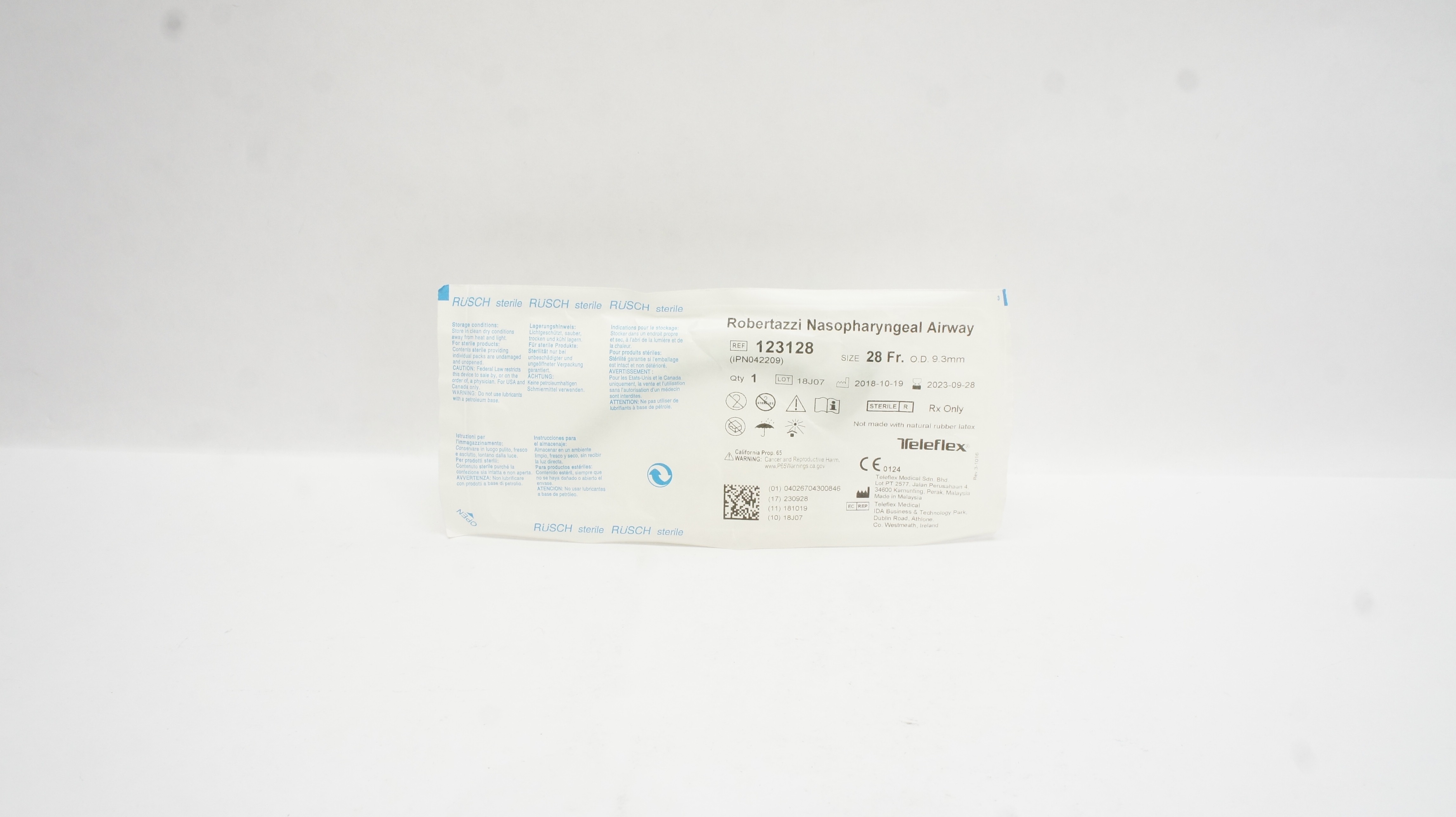 Teleflex 123128 Rusch Robertazzi Nasopharyngeal Airway 28Fr x 9.3mm