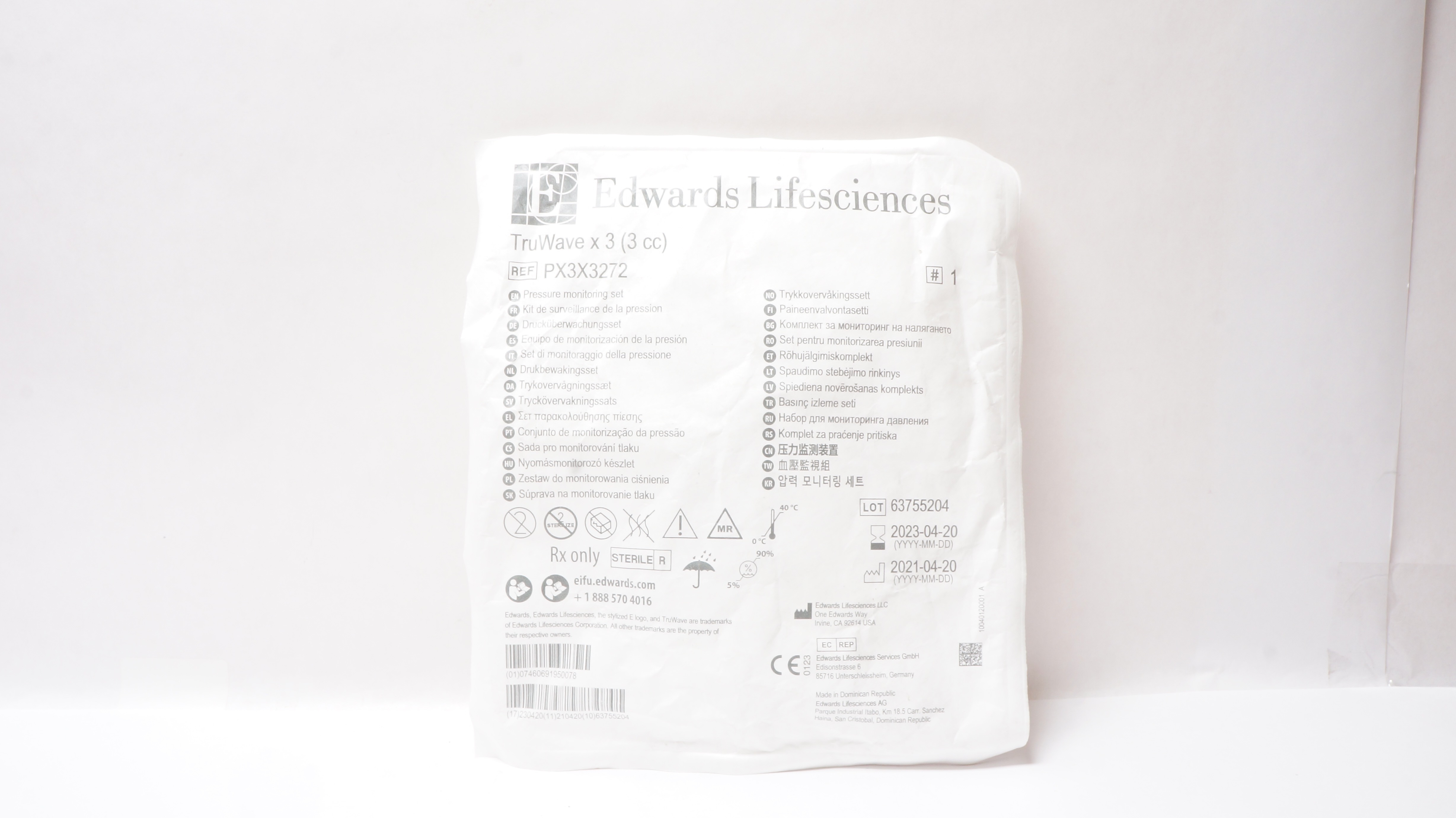 Edwards Lifesciences PX3X3272 Pressure Monitoring Set TruWave x 3cc (x)