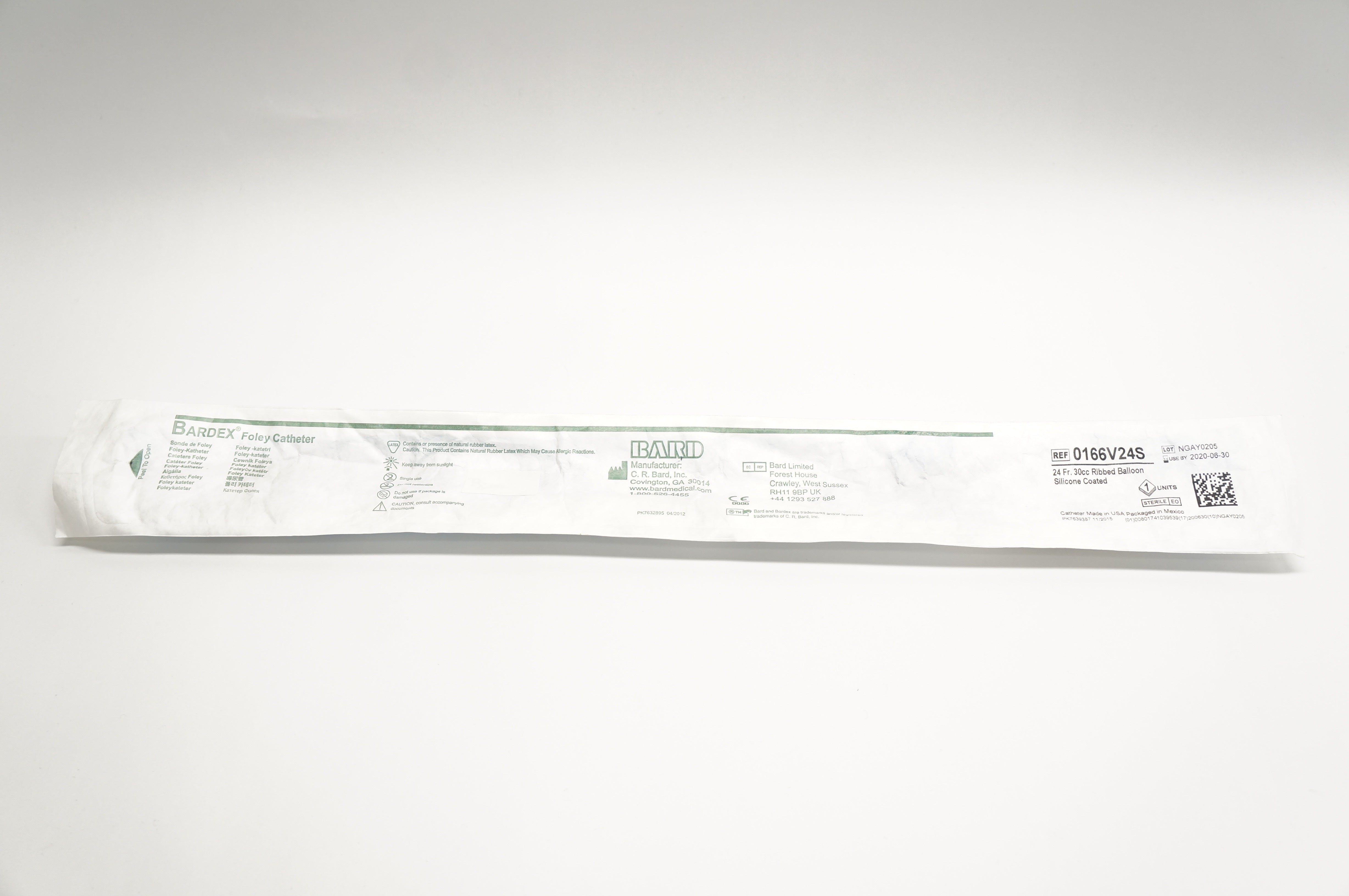 Bard 0166V24S Bardex Foley Cath. 24Fr. 30cc Ribbed Balloon Silicone (x)