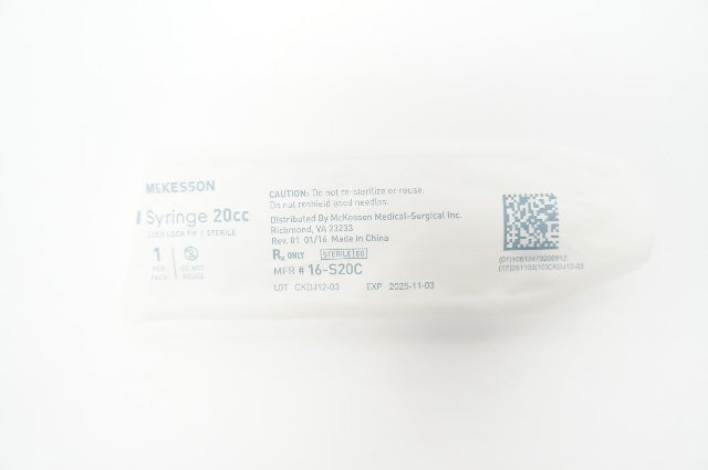Mckesson 16-S20C Syringes 20cc Luer Lock Tip