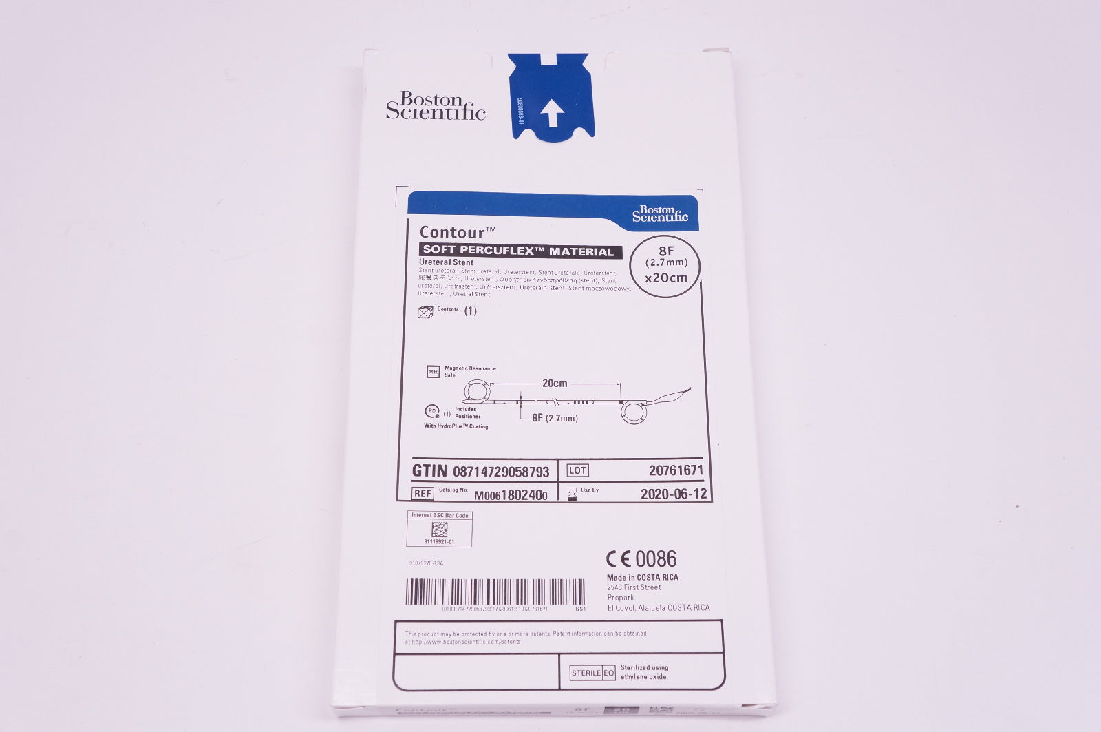 Boston Scientific 180240 Contour Soft Percuflex Material Ureteral Stnt 8F x 20cm