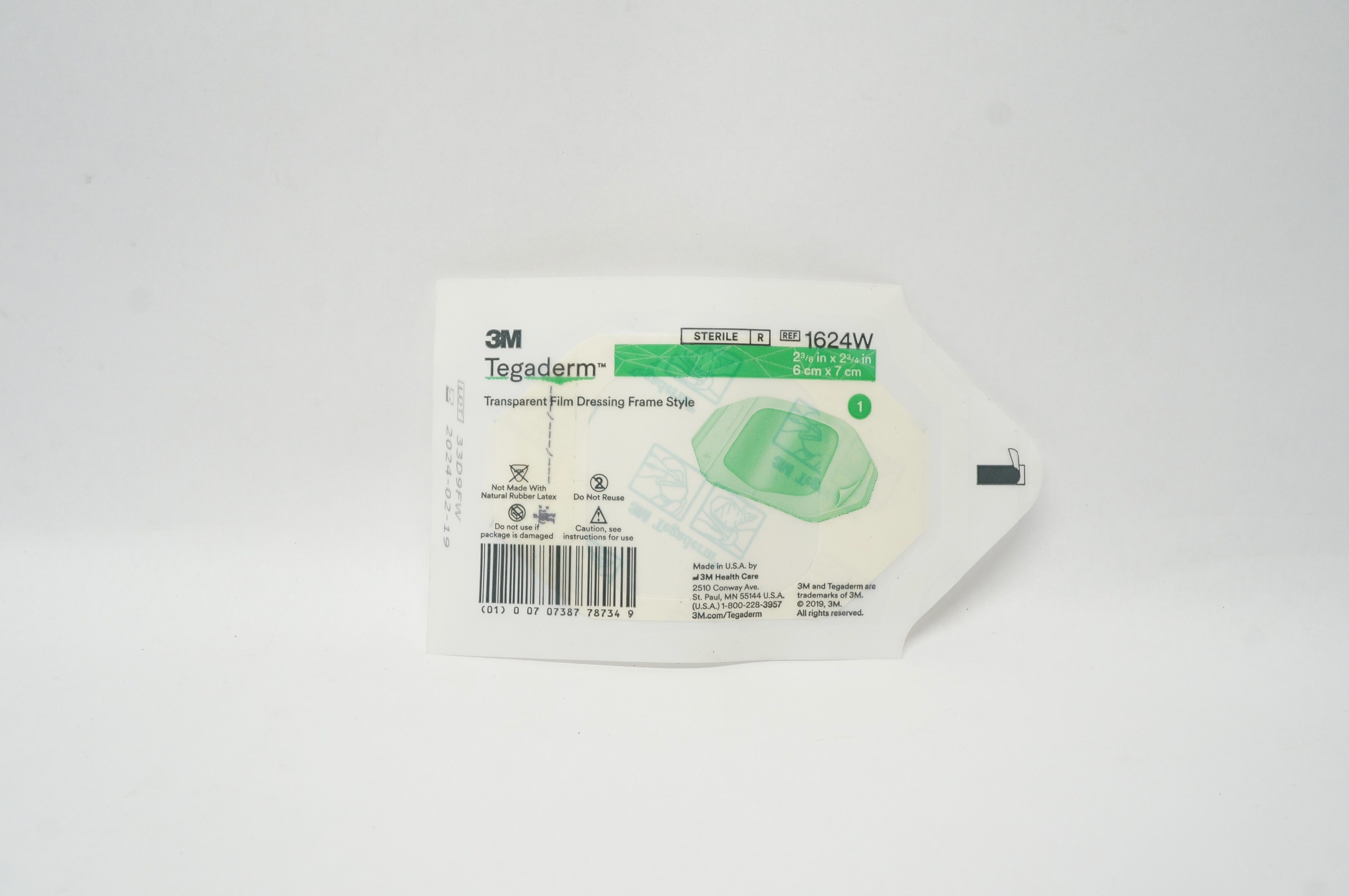 3M 1624W Tegaderm Transparent Film Dressing Frame Style 2-3/8 x 2-3/4 inch