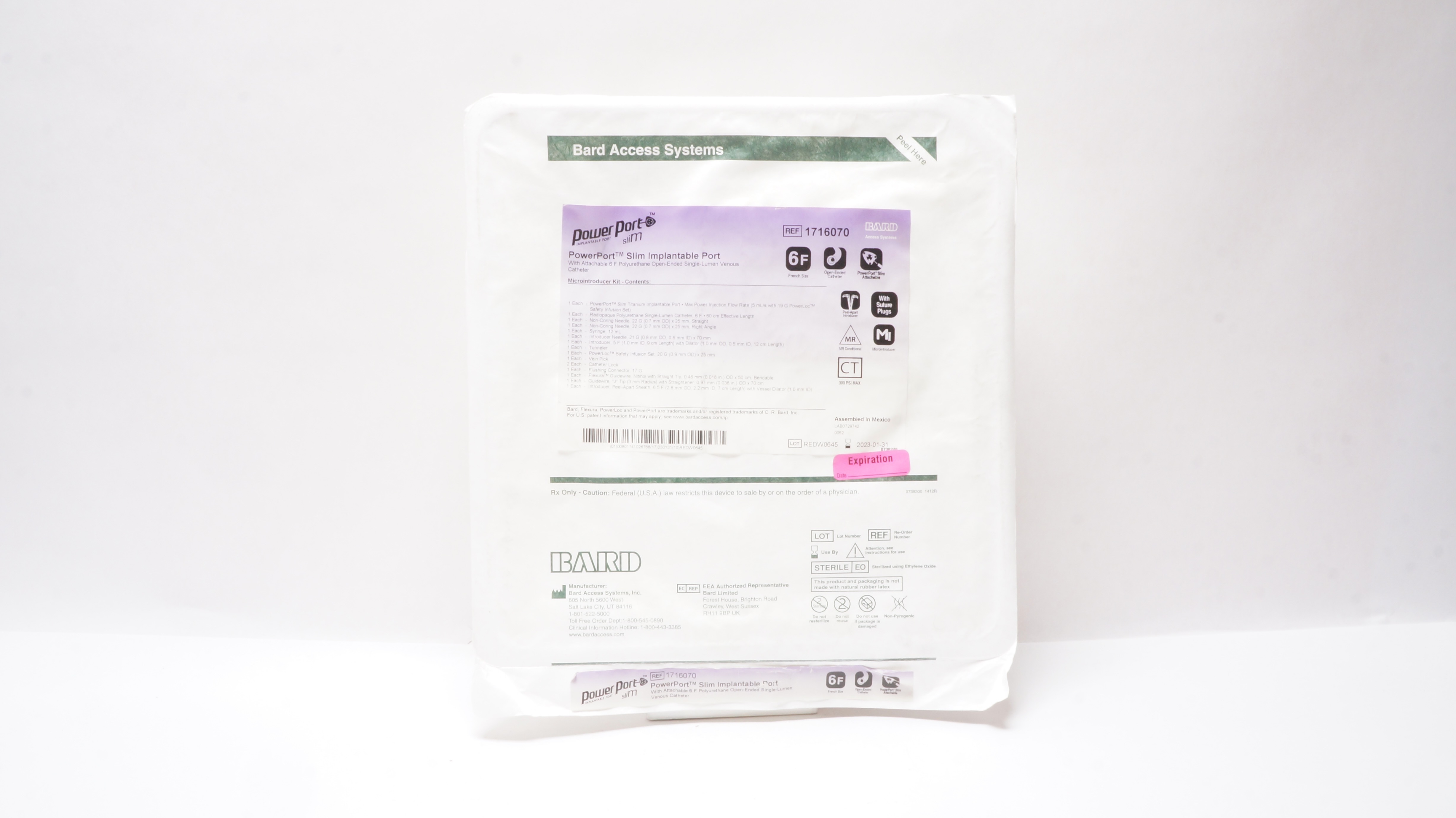 Bard 1716070 Power Port Slim Implantable Port 6F (x)