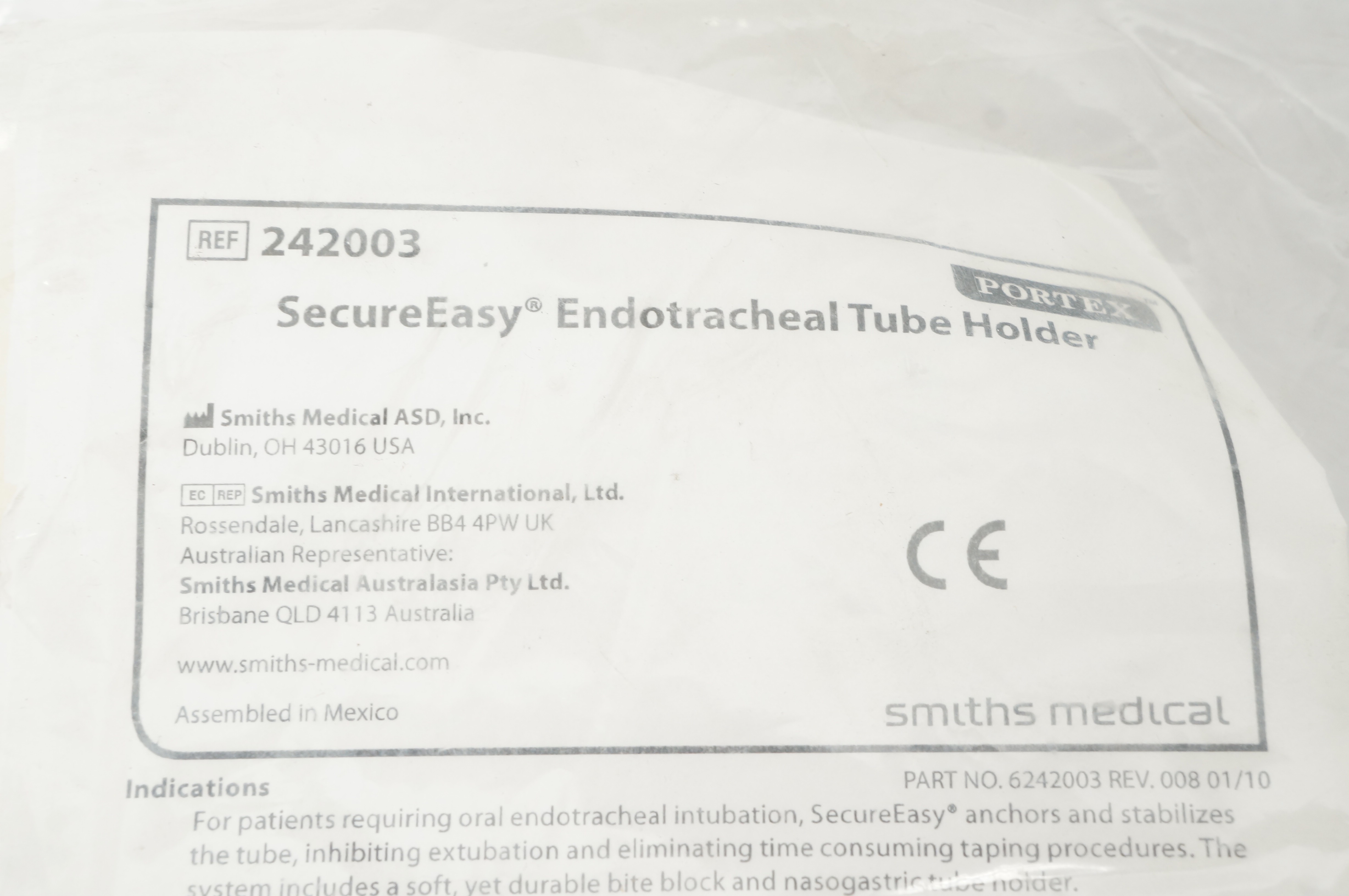 Smiths Medical 242003 Portex SecureEasy Endotracheal Tube Holder