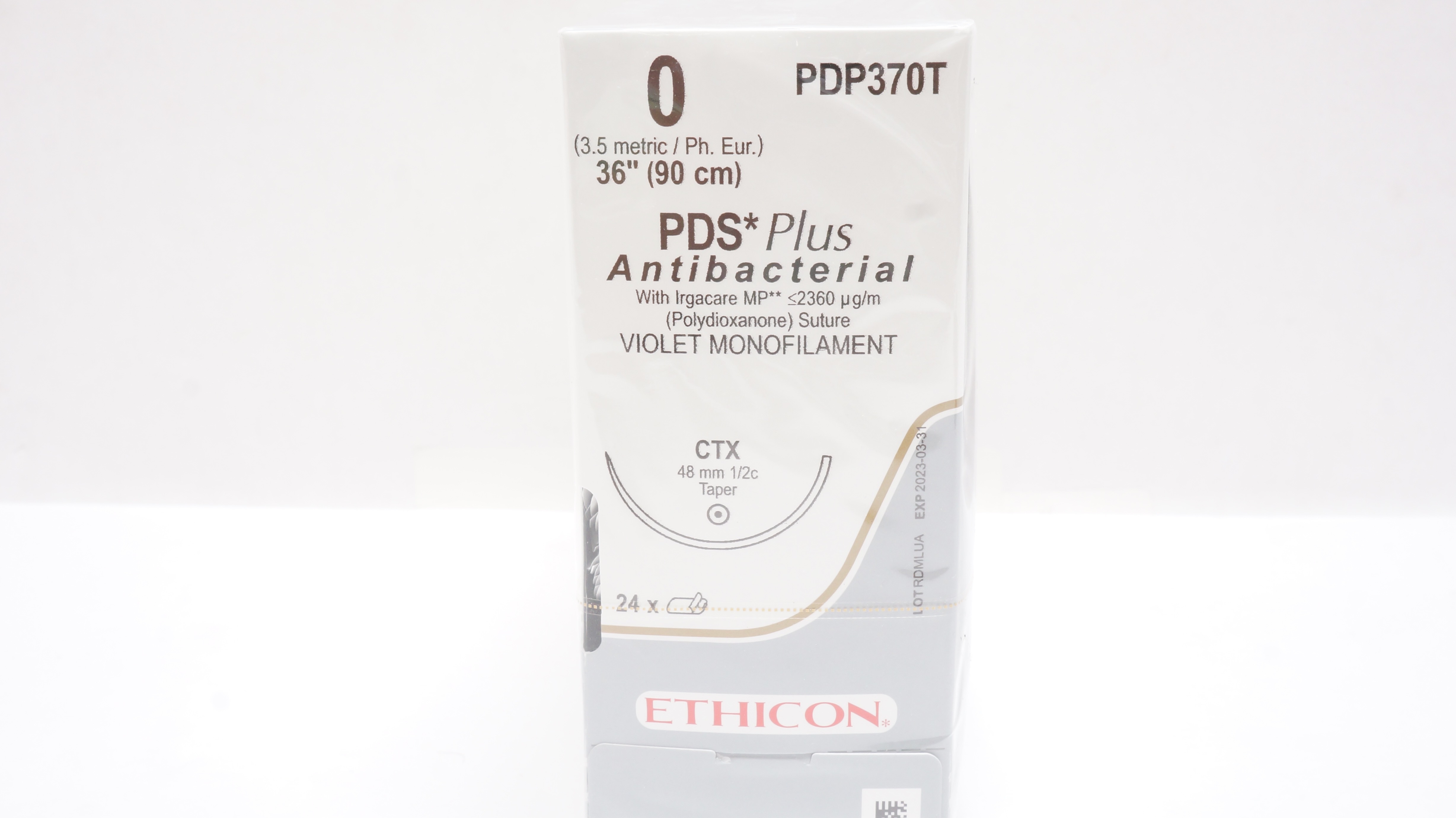 Ethicon PDP370T 0 PDS Plus Stre CTX 48mm 1/2c Taper 36inch (x) - Box of 24