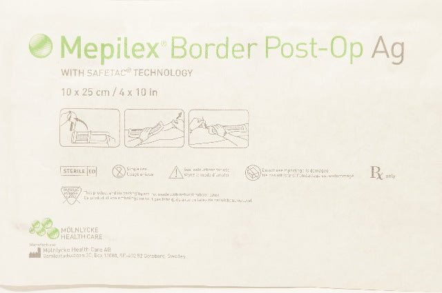 Molnlycke Healthcare 498450-00 Mepilex Border Post-Op Ag 4inch x 10inch (x)