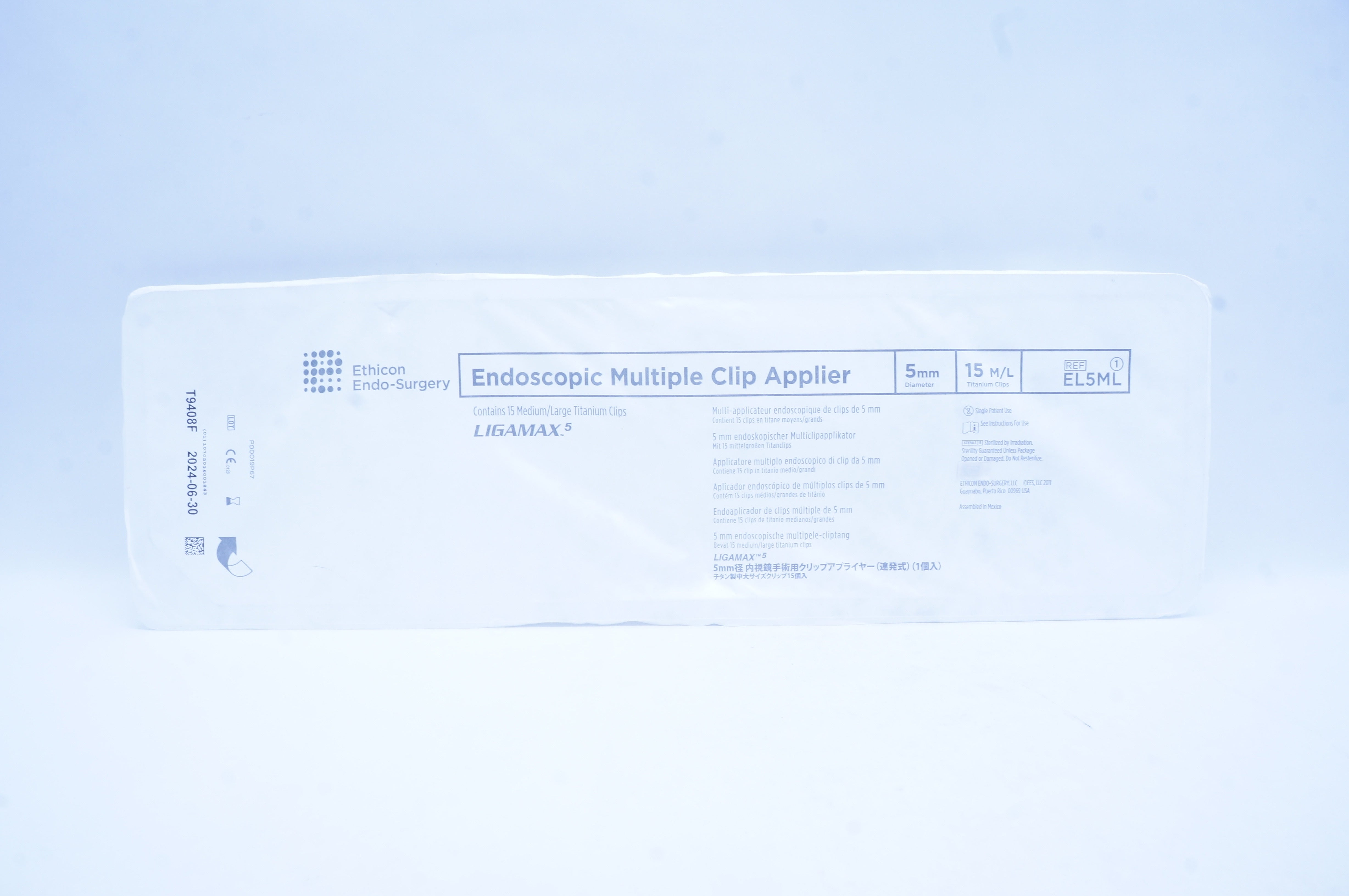 Ethicon EL5ML Ligamax Endoscopic Multiple Clip Applier 5mm, 15Medium