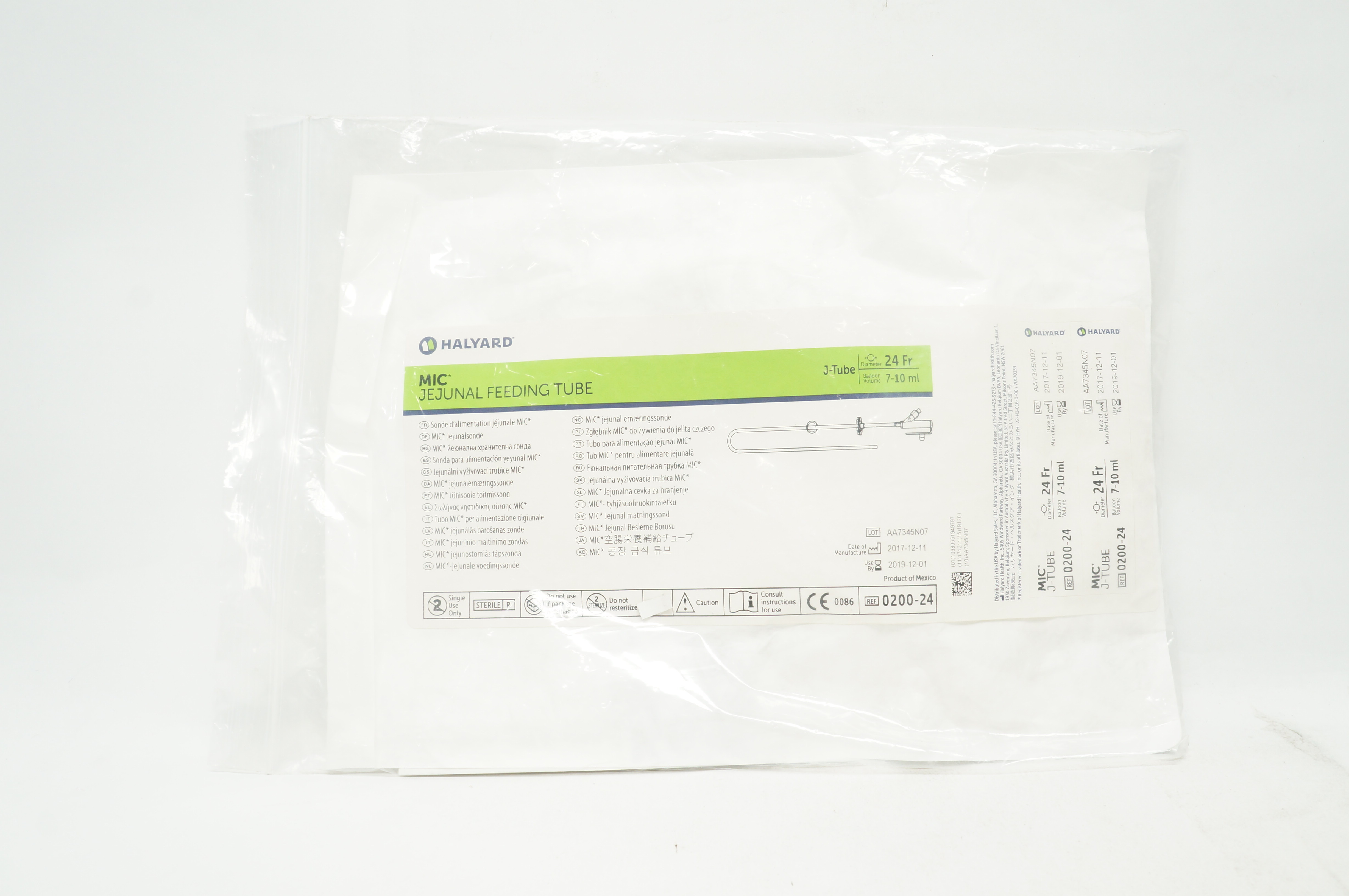 Halyard 0200-24 MIC Jejunal Feeding Tube 24Fr 7-10ml (x)