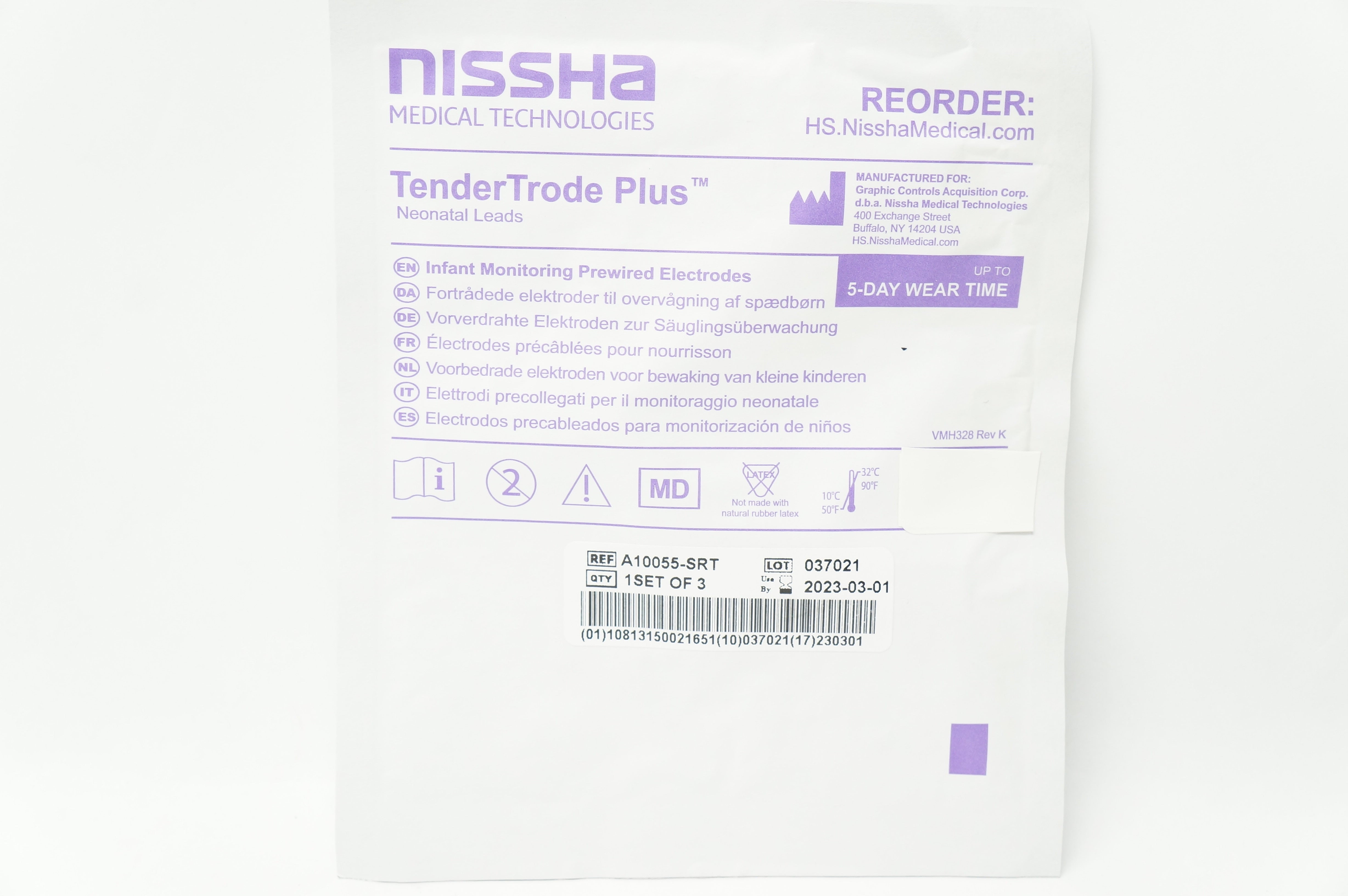 Nissha Medical A10055-SRT TenderTrode Plus Infant Monitoring Prewired Electrodes
