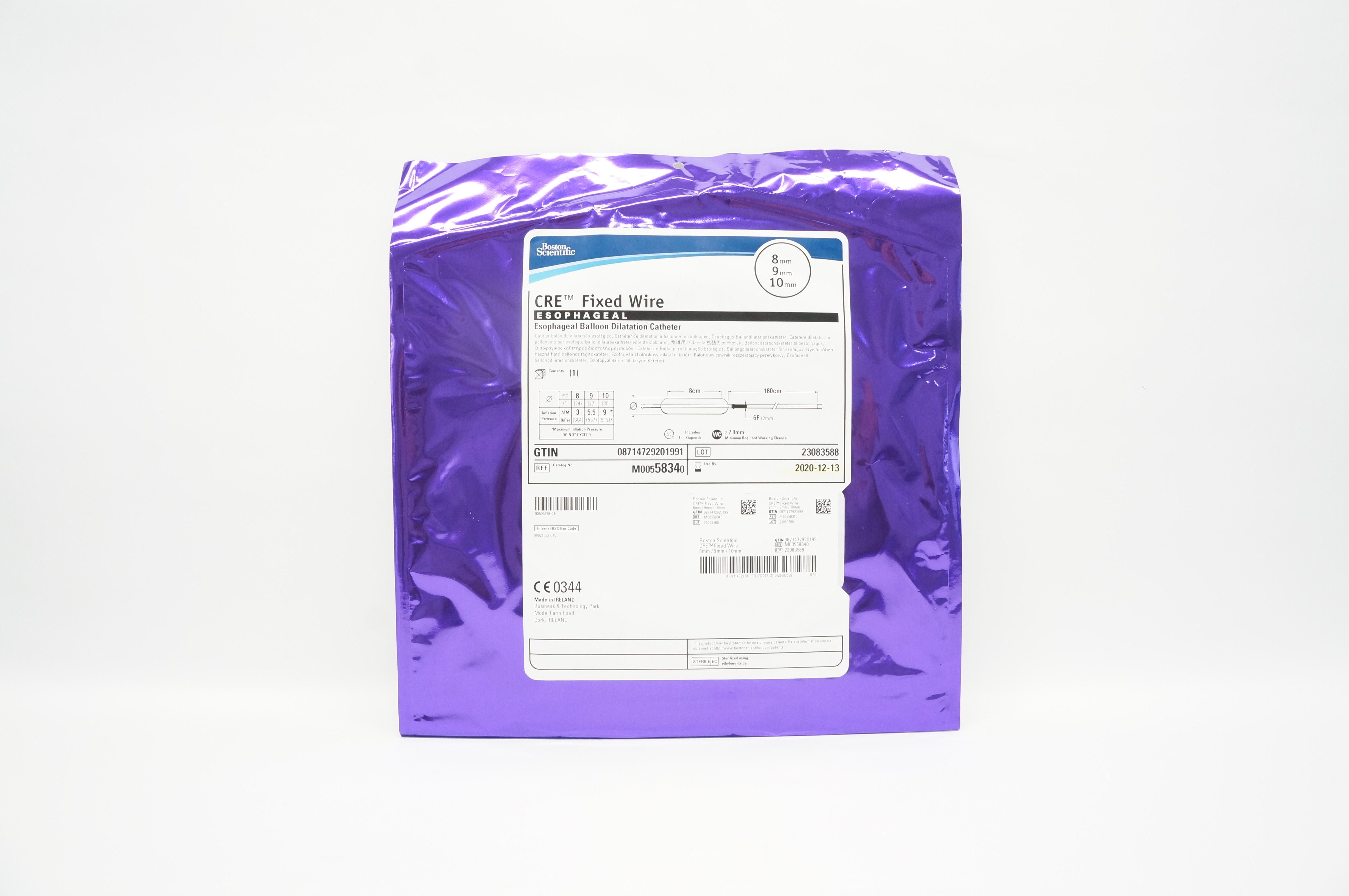 Boston Scientific M00558340 CRE Esophageal Balloon Dilatation Cath. 8x9x10mm (x)