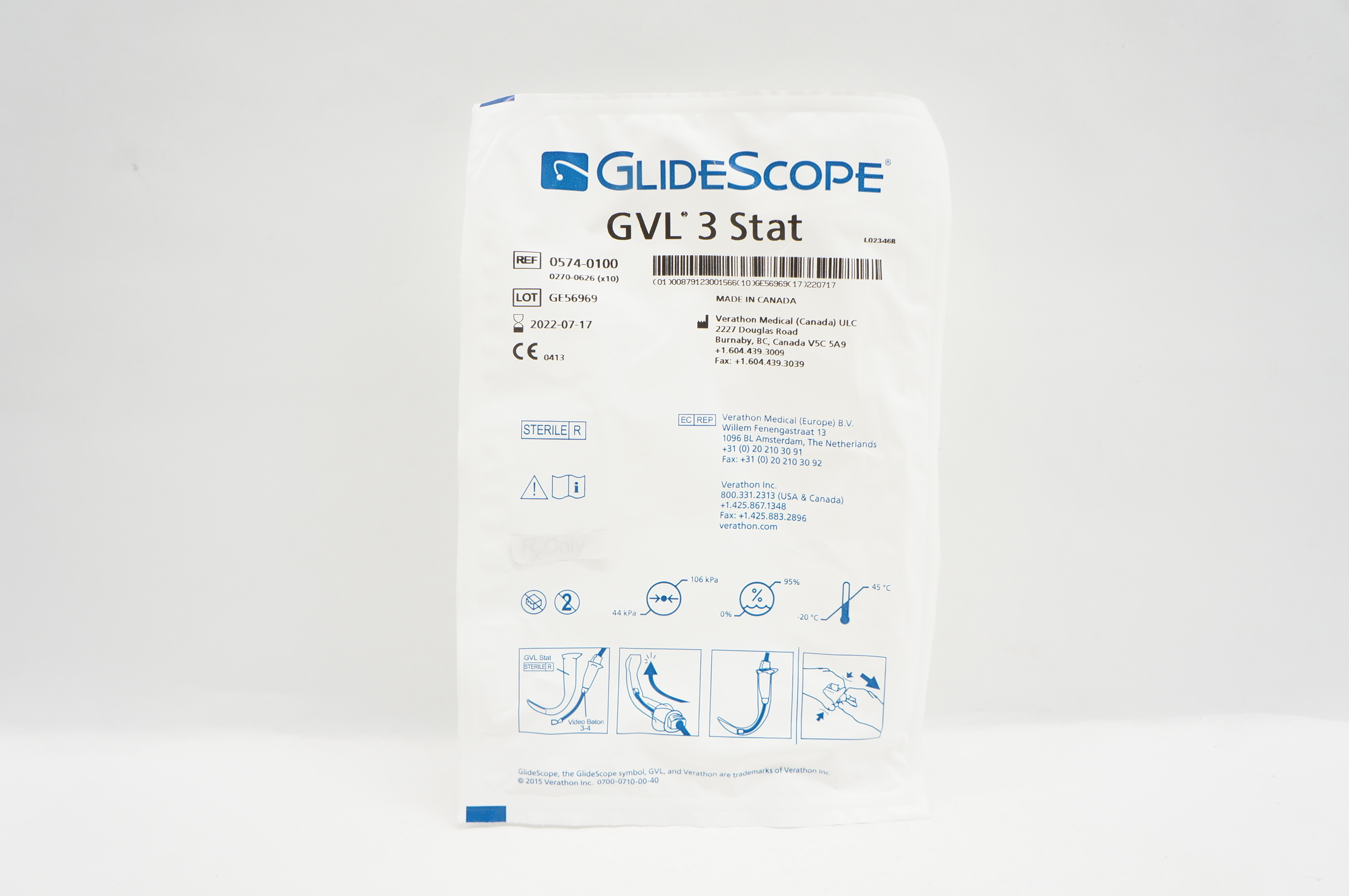 Verathon Medical 0574-0100 GlideScope  GVL 3 Stat