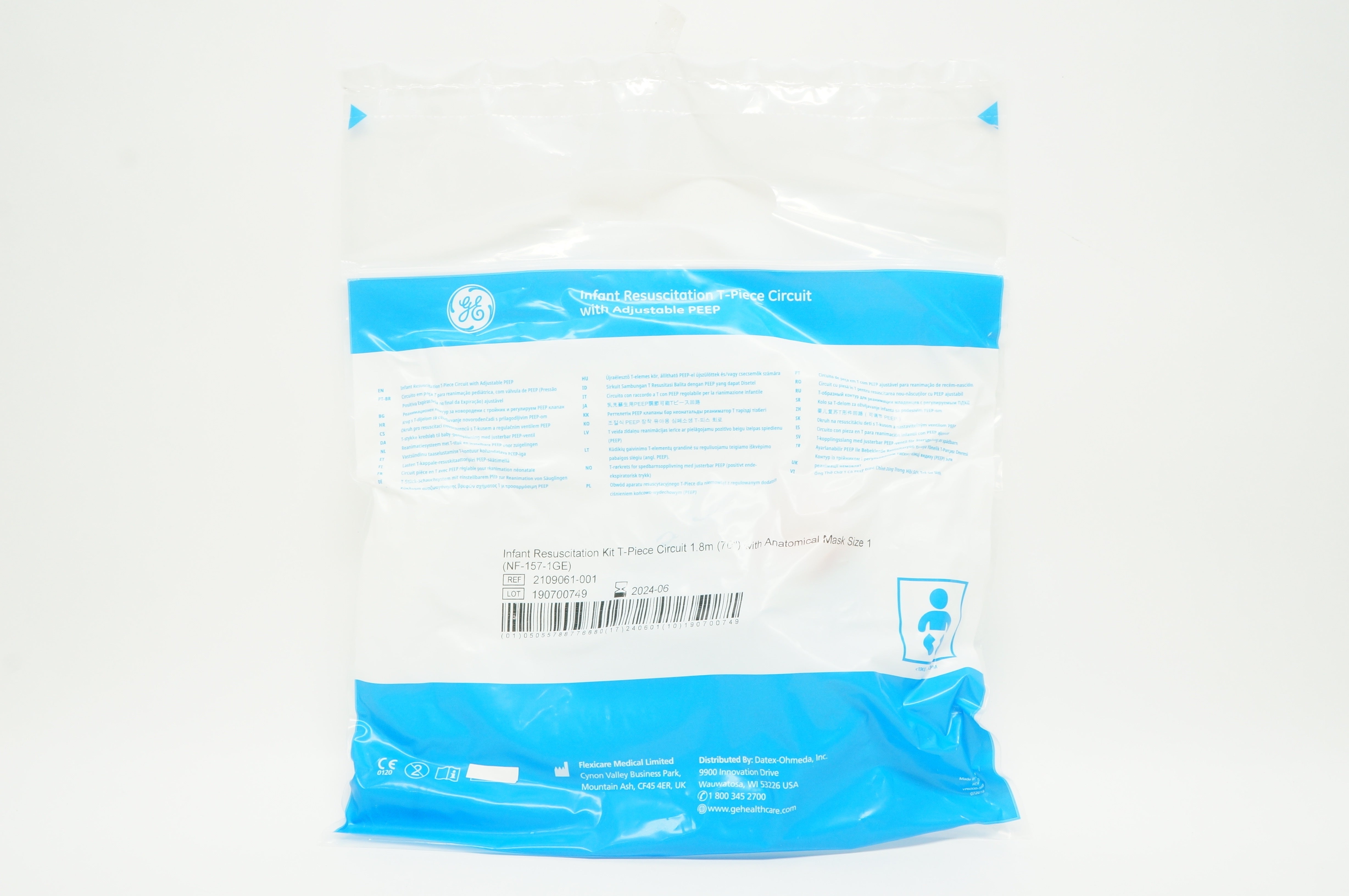 Flexicare 2109061-001 Infant Resuscitation Kit, T-Piece Circuit 70inch