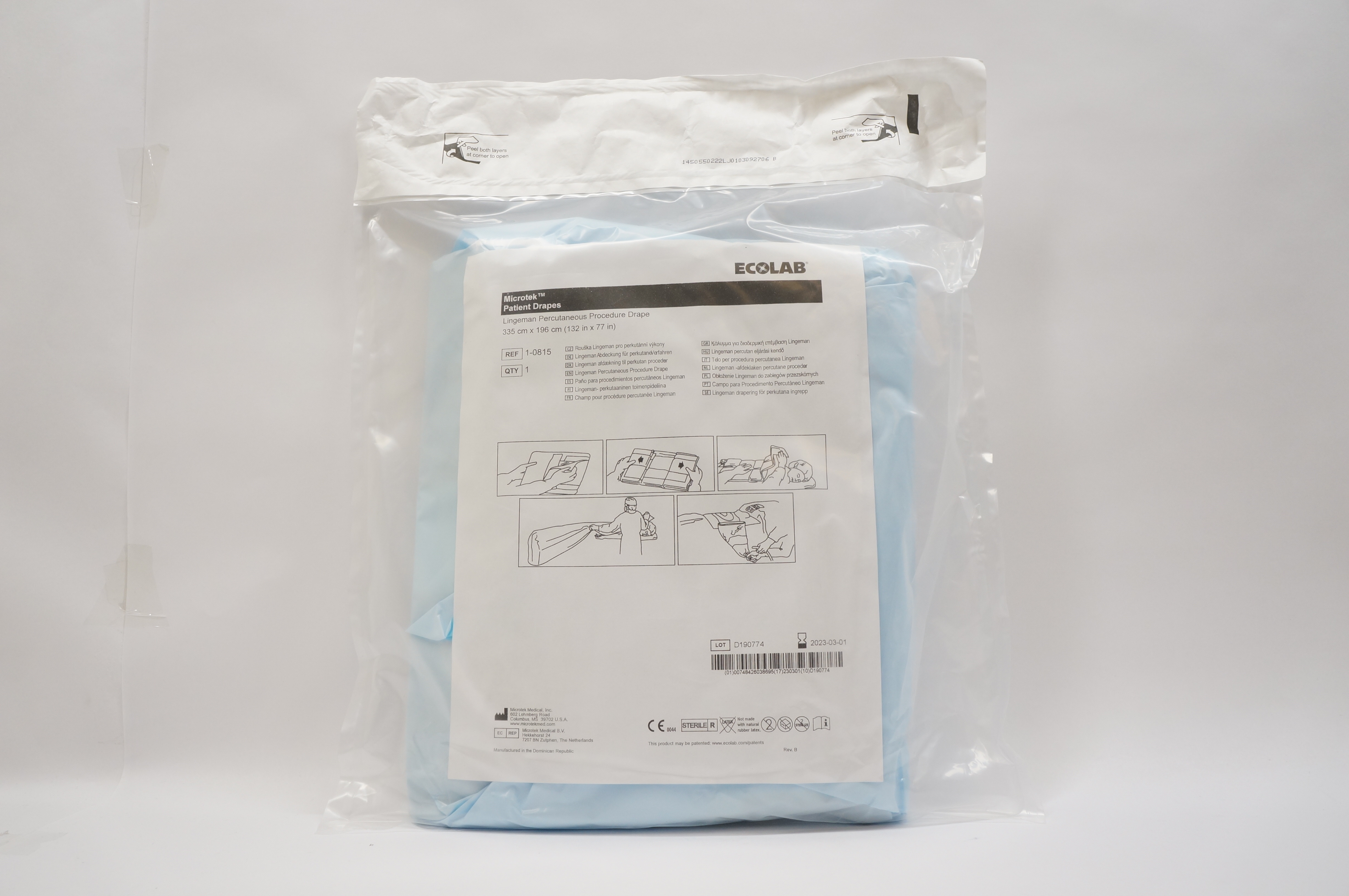 Microtek 10815 Lingeman Percutaneous Procedure Drape 132 in. x 77 in.