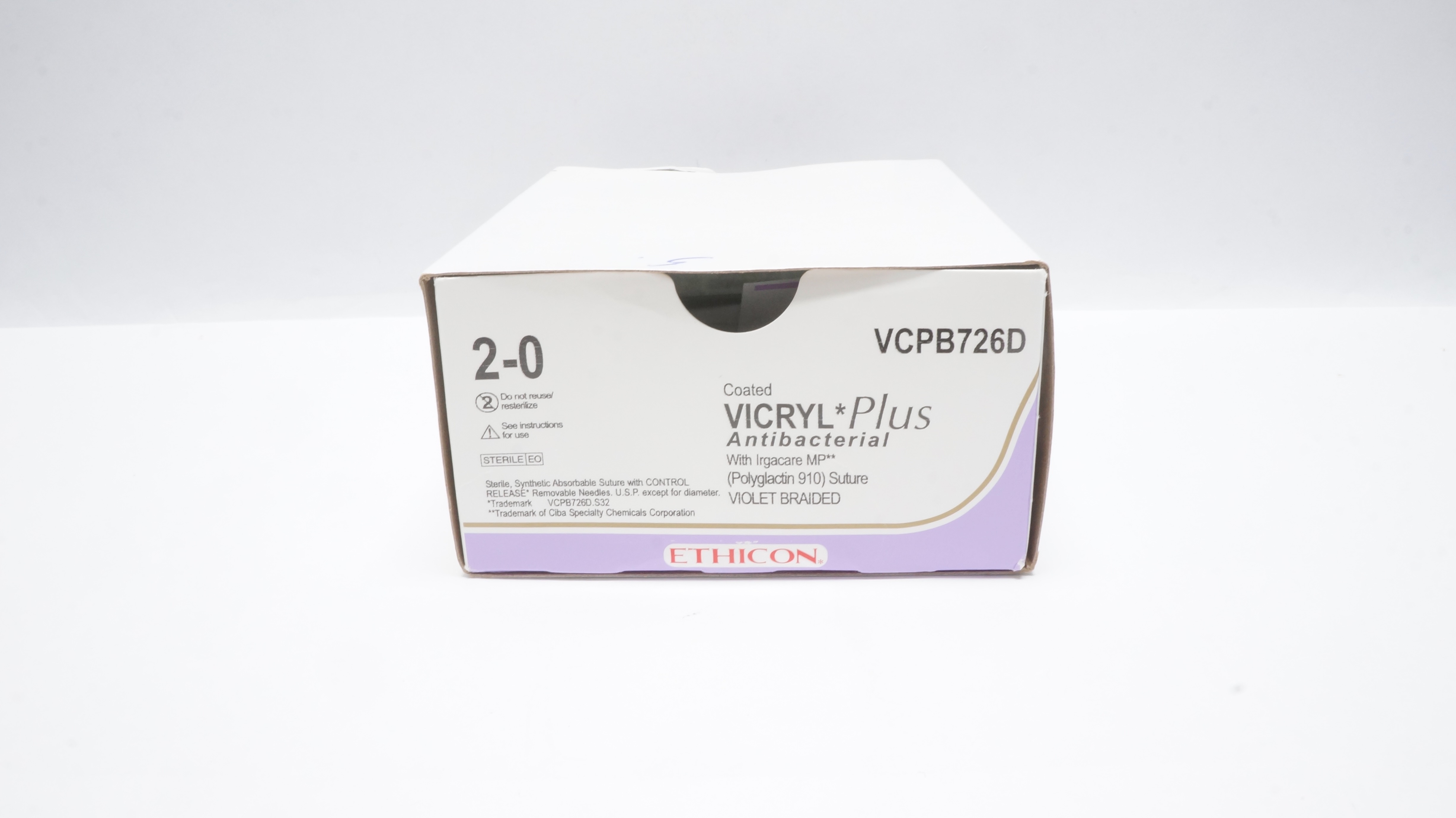 Ethicon VCPB726D 2-0 Coated Vicryl Plus Stre CTB-2 26mm 1/2c 18inch - Box of 5