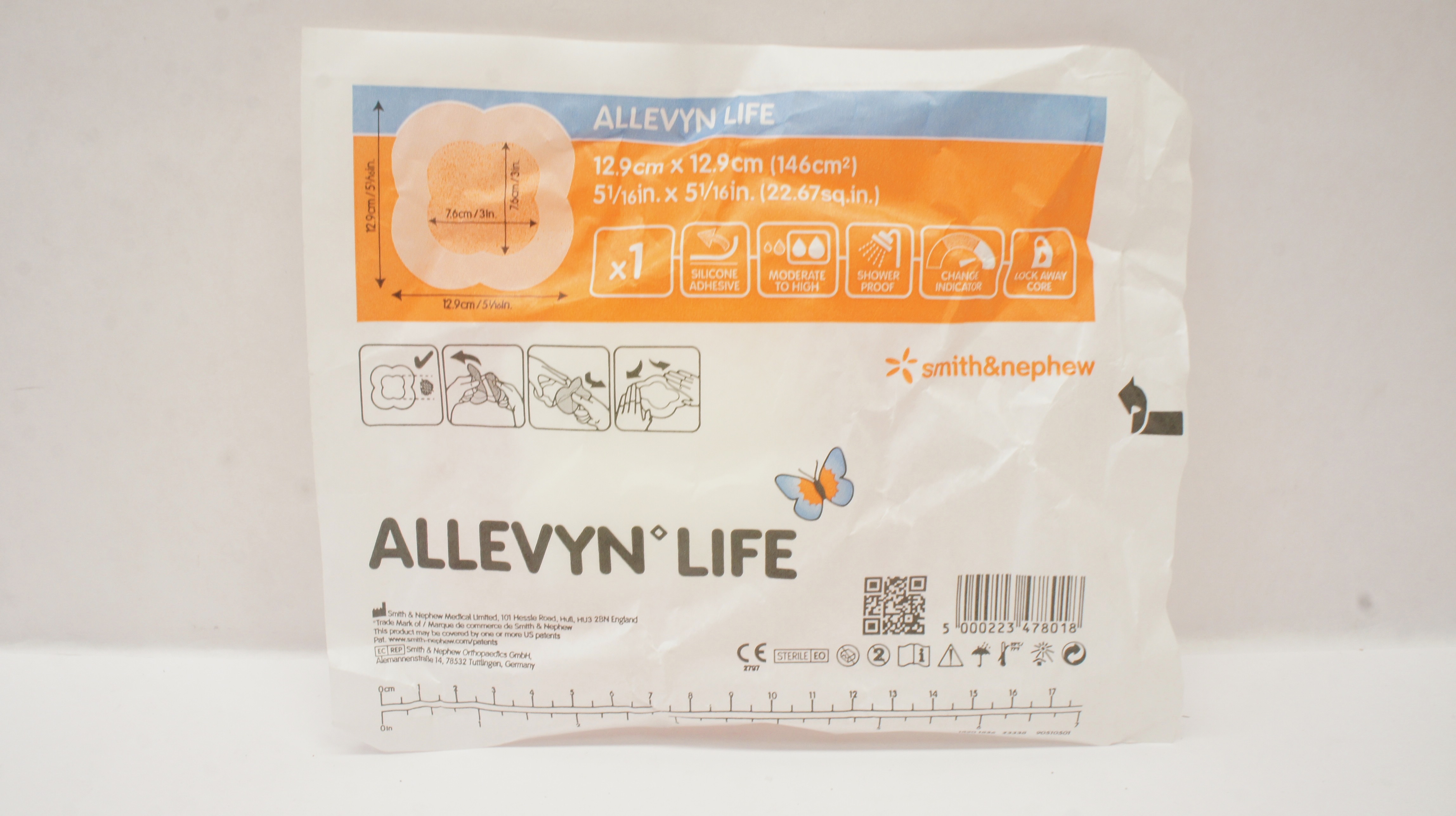 Smith&Nephew 66801068 Allevyn Life Silicone Adhesive 5-1/16inch x 5-1/16inch