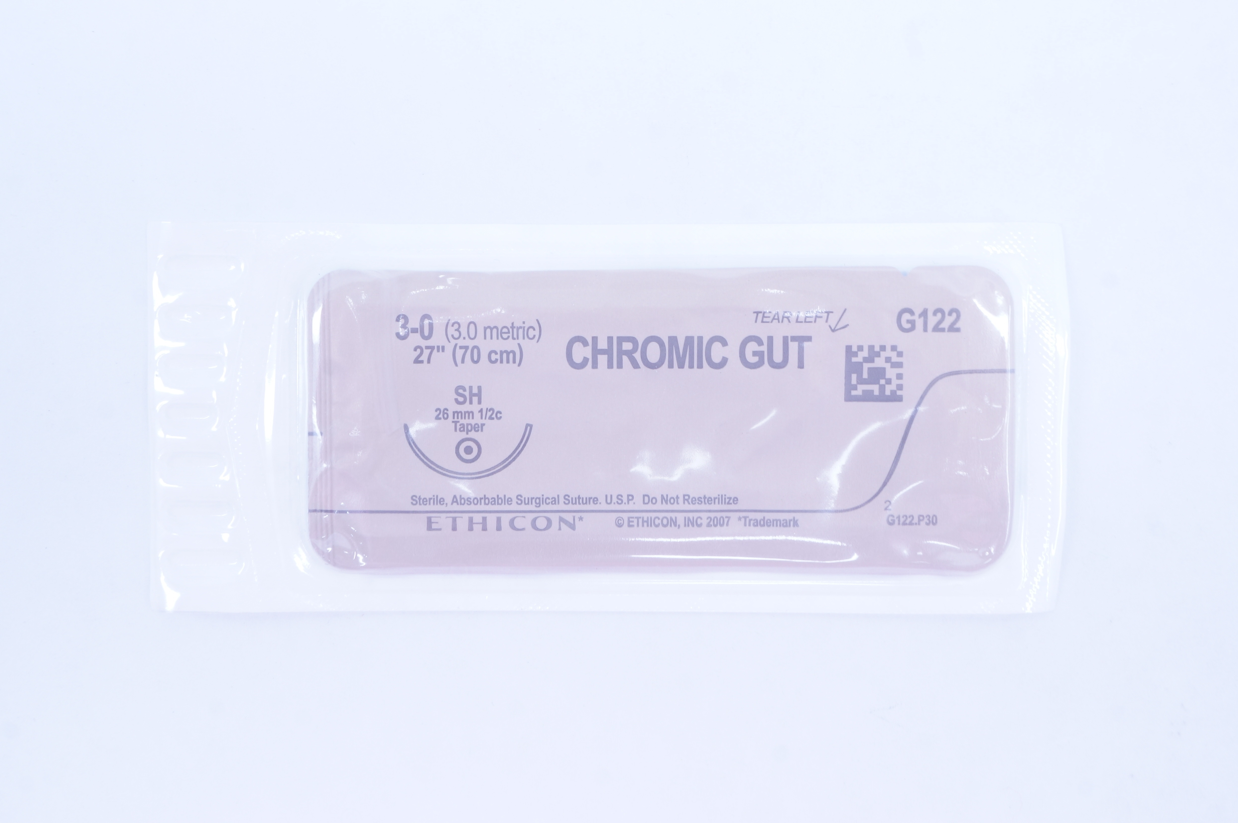 Ethicon G122 3-0 Chromic Gut SH 26mm 1/2c Taper, 27inch