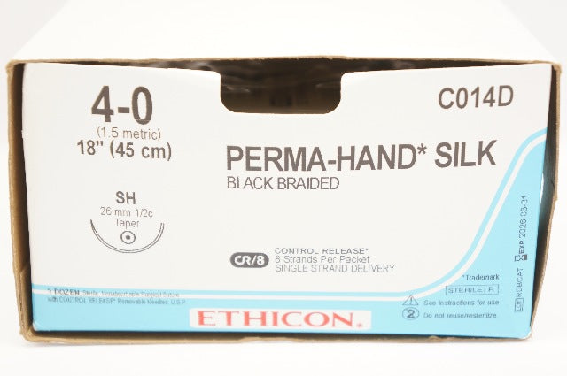 Ethicon C014D 4-0 PERMA-HAND SILK SH 26mm 1/2c Taper 18inch - Box of 9