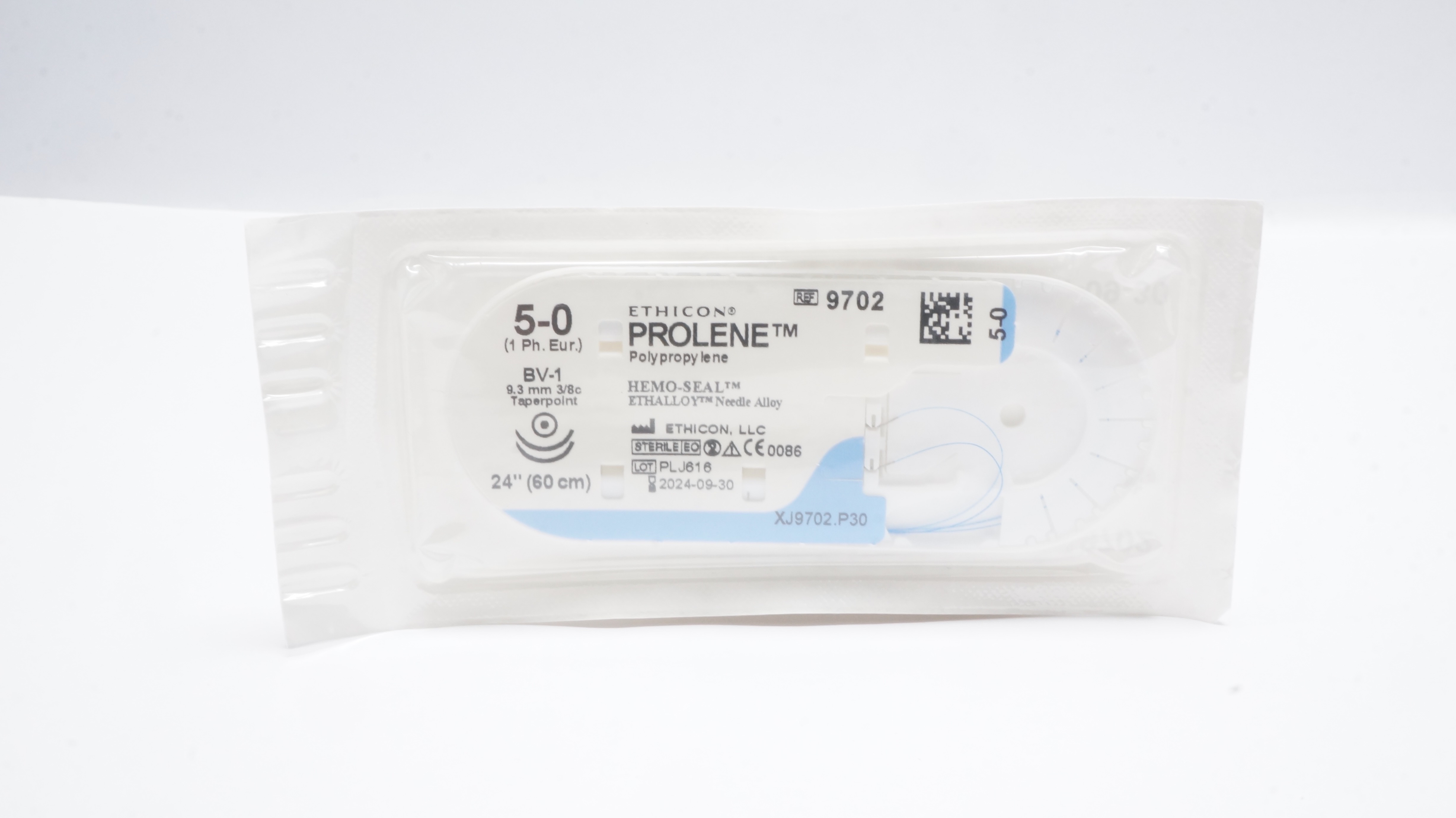 Ethicon 9702 5-0 Prolene Polypropylene Stre BV-1 9.3mm 3/8c Taper, 24 inch (x)