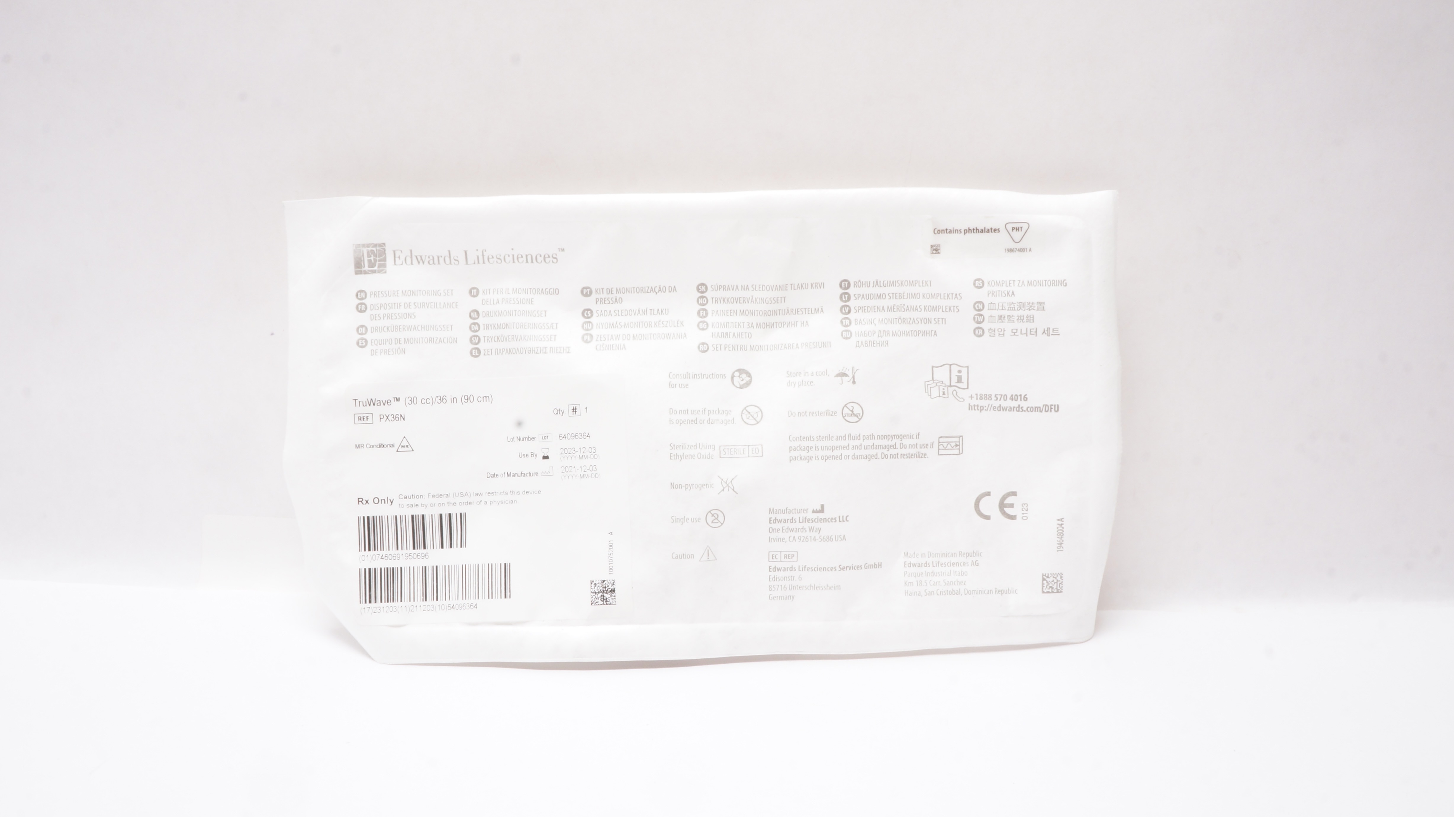 Edwards Lifesciences PX36N Pressure Monitoring Set