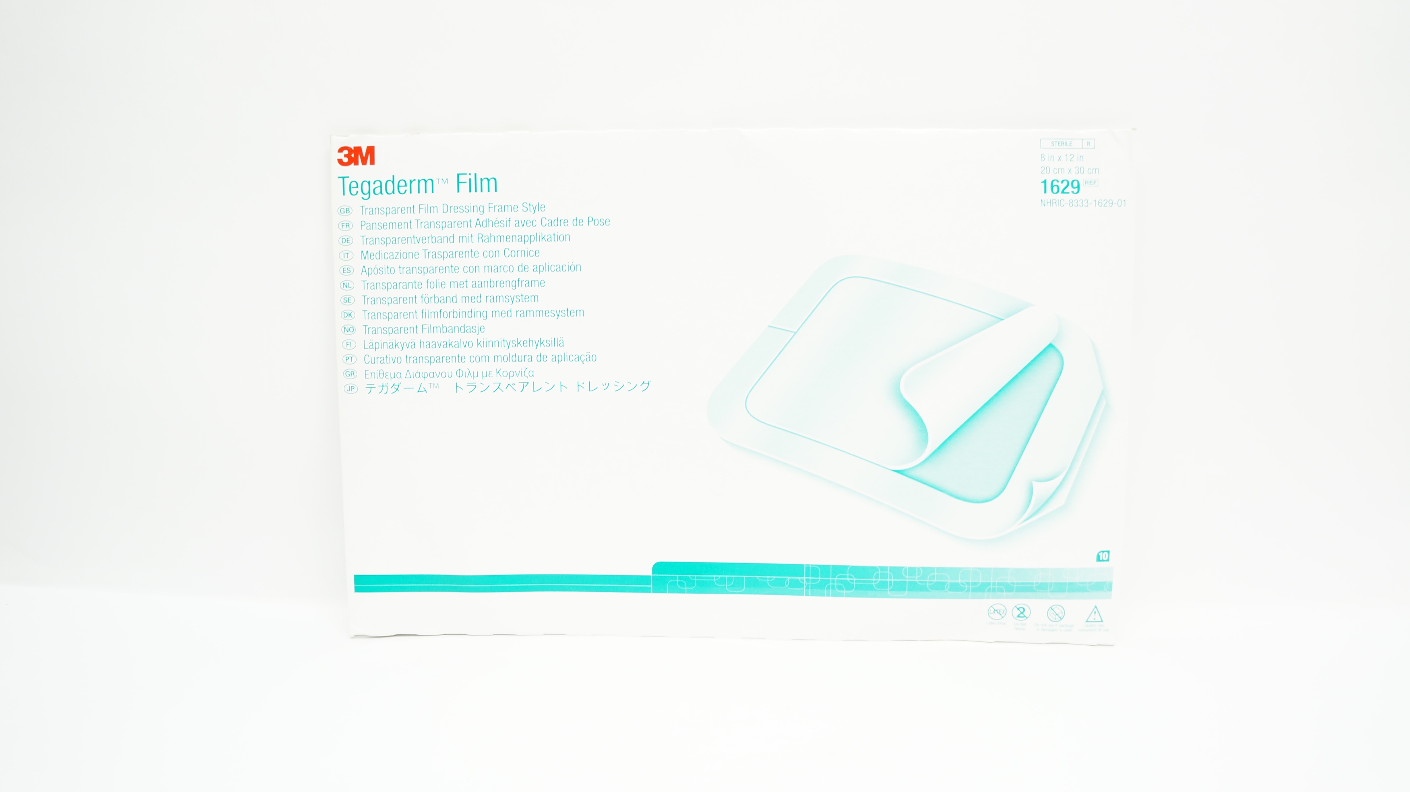 3M 1629 Tegaderm Transparent Film Dressing Frame Style 8 x 12 inch - Pack of 10