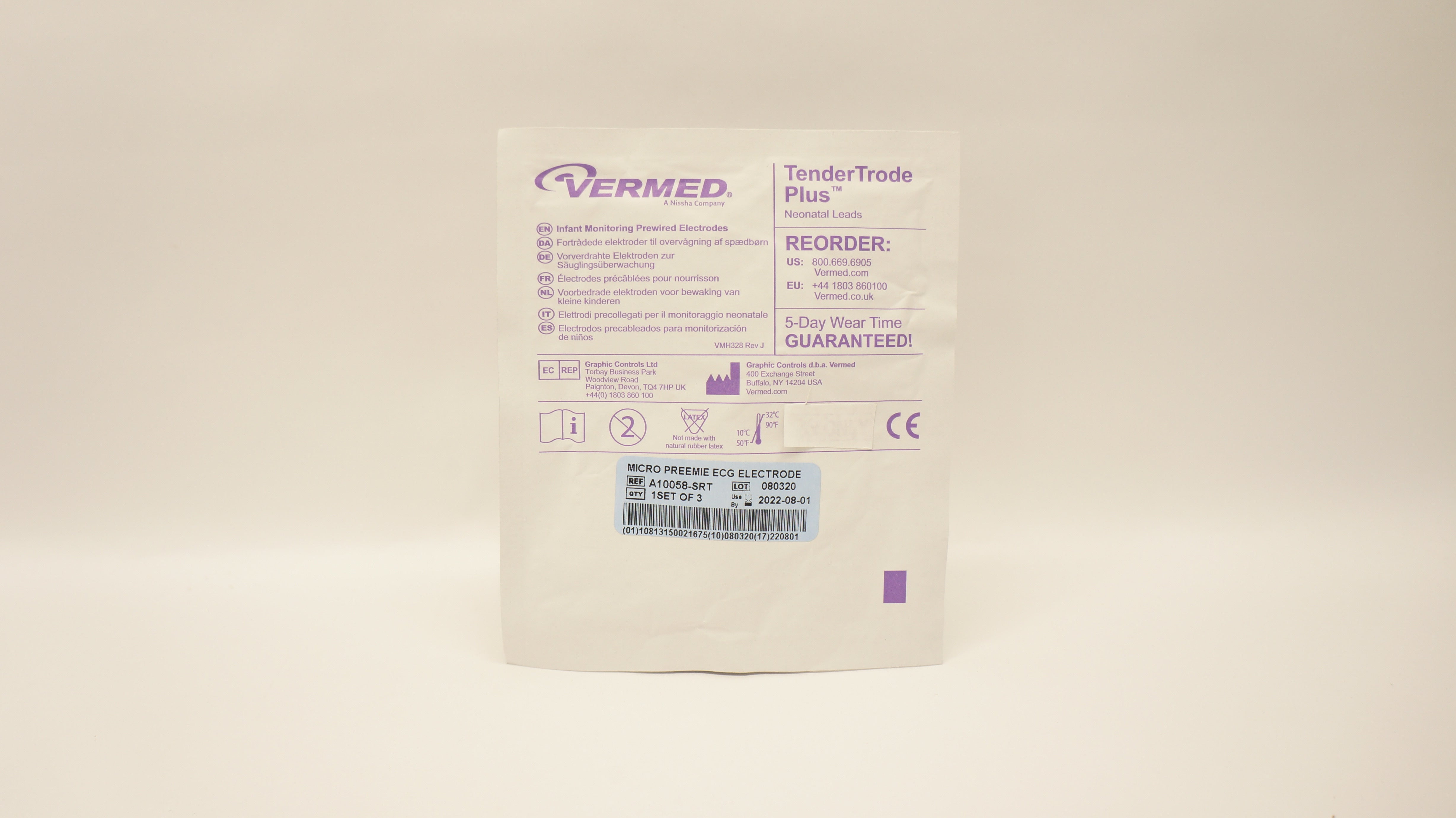 Vermed A10058-SRT Infant Monitoring Prewired Electrodes