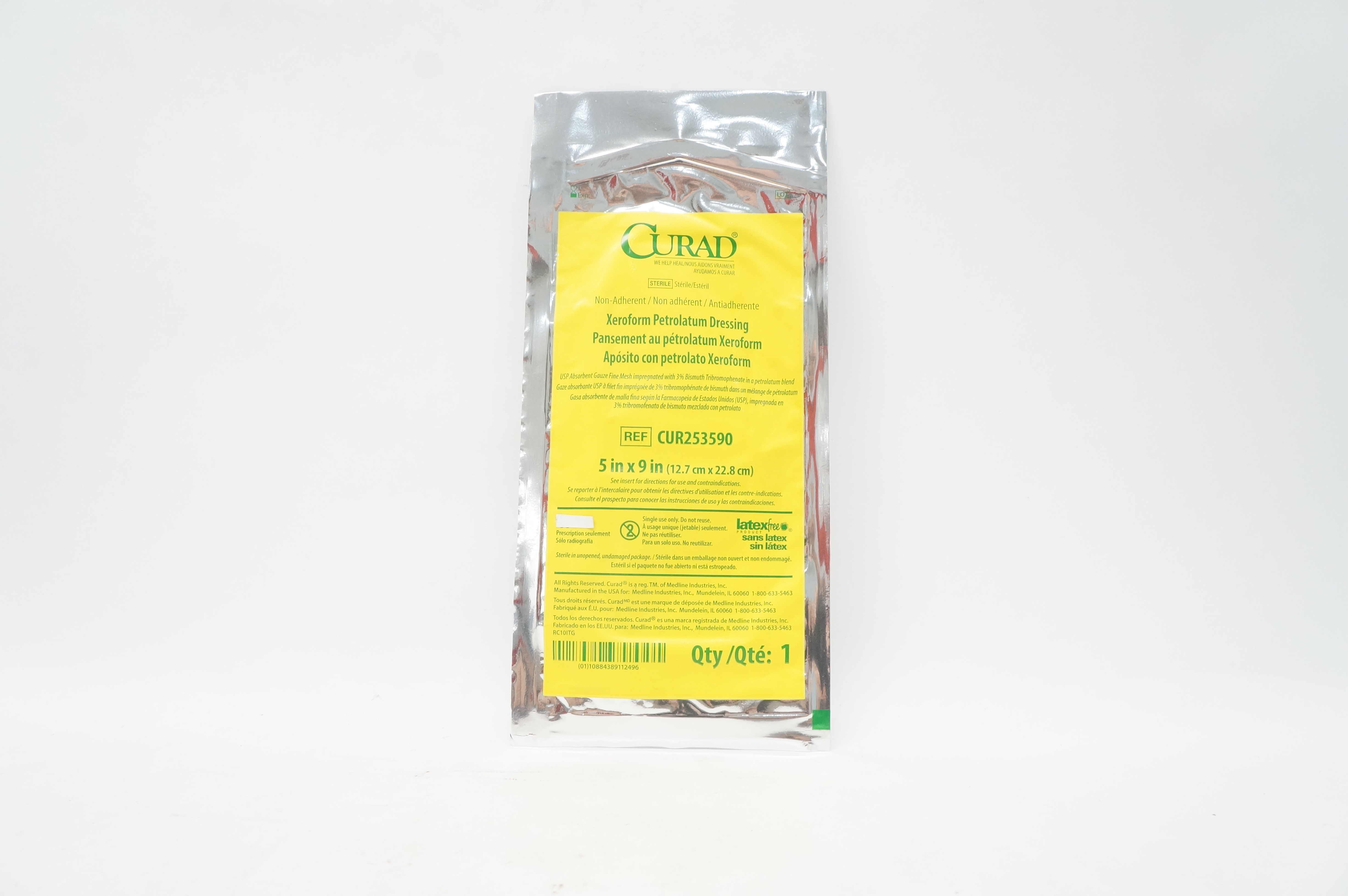 Medline CUR253590 Curad Xeroform Petrolatum Dressing 5 inch x 9 inch