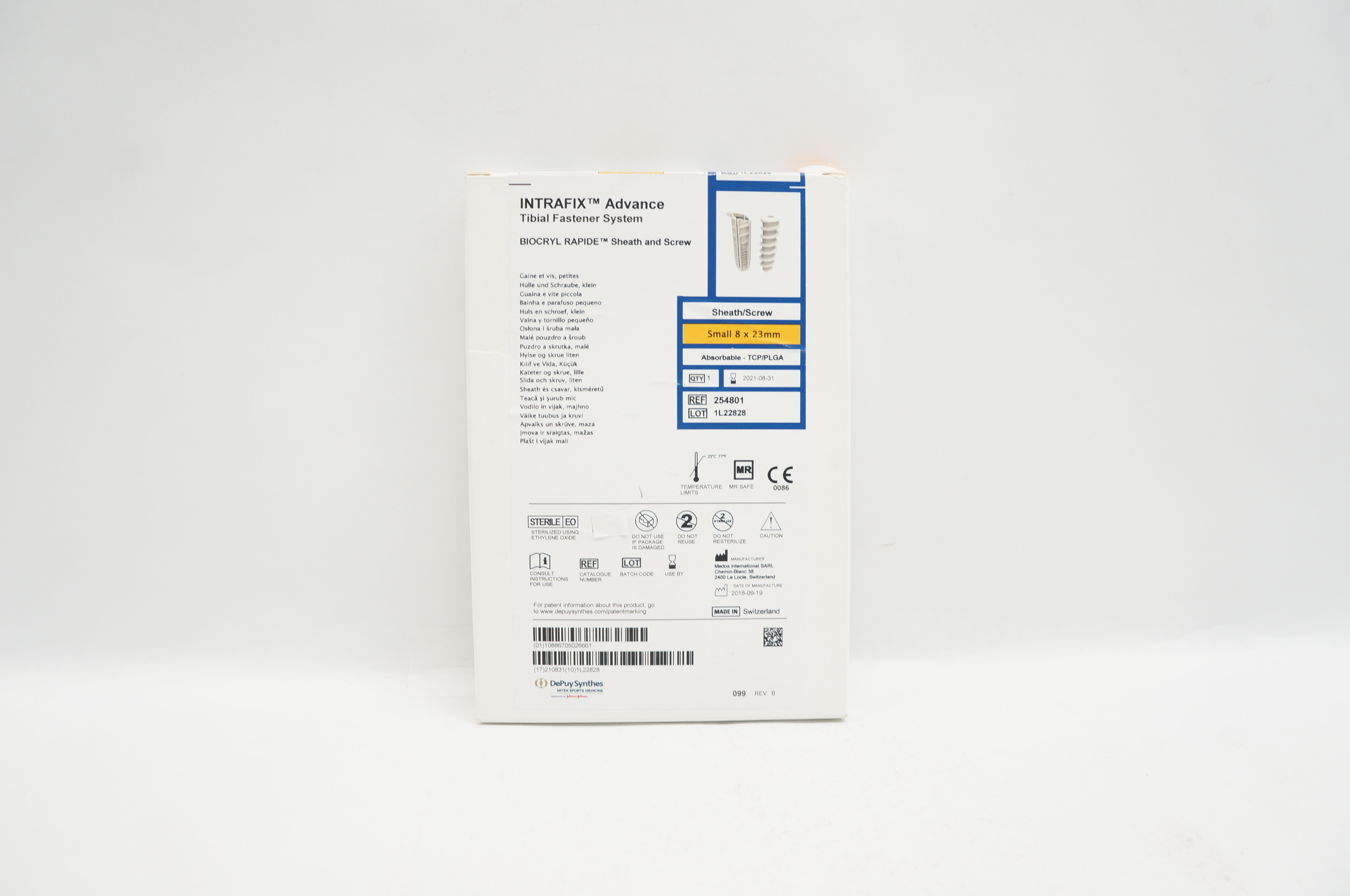 DePuy Synthes 254801 Intrafix Advance Tibial Fastener System, Small 8 x 23mm (x)