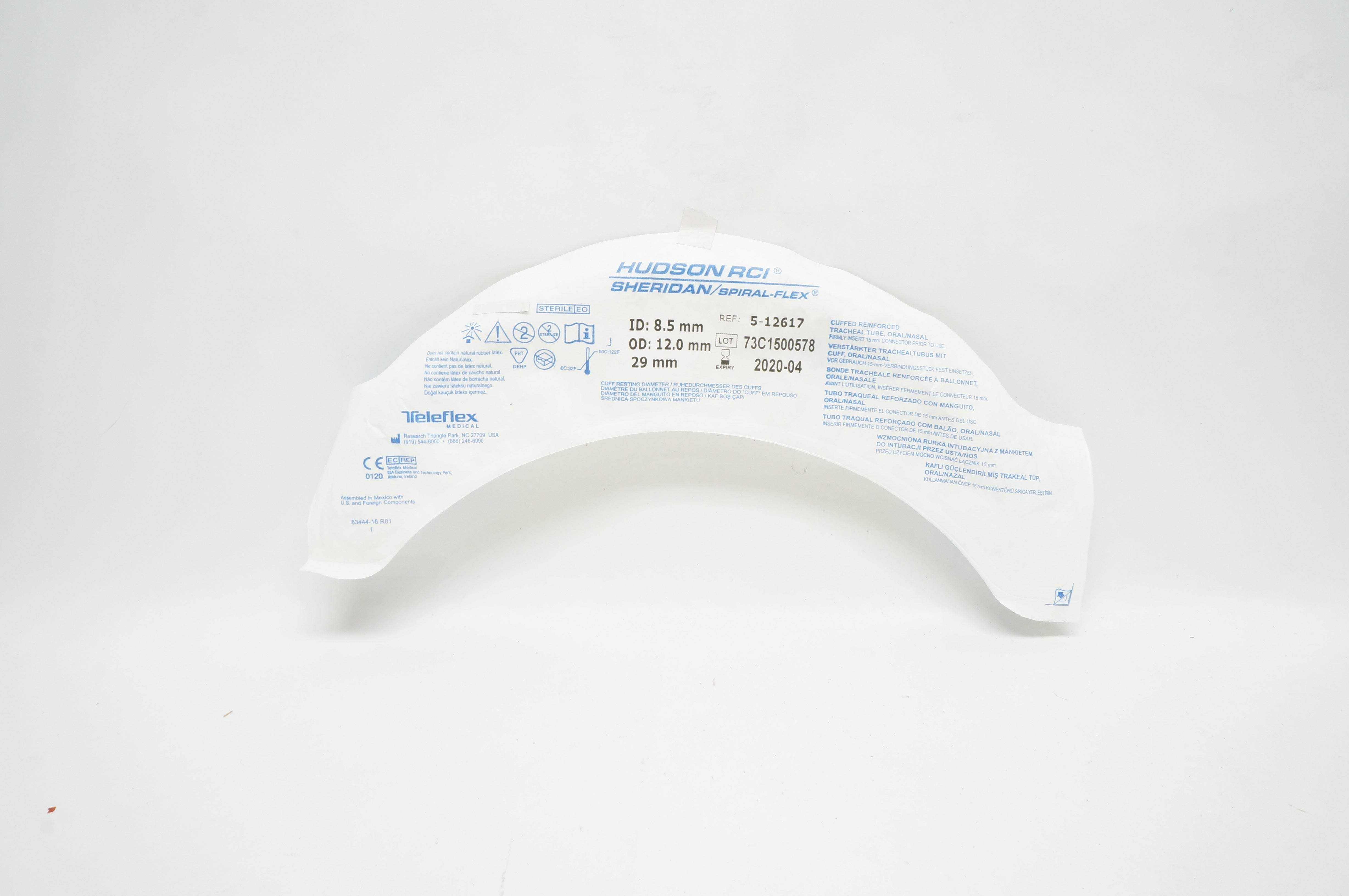 Teleflex 5-12617 Hudson RCI Sheridan Cuffed Tracheal Tube 8.5 ID x 12.0mm OD (x)
