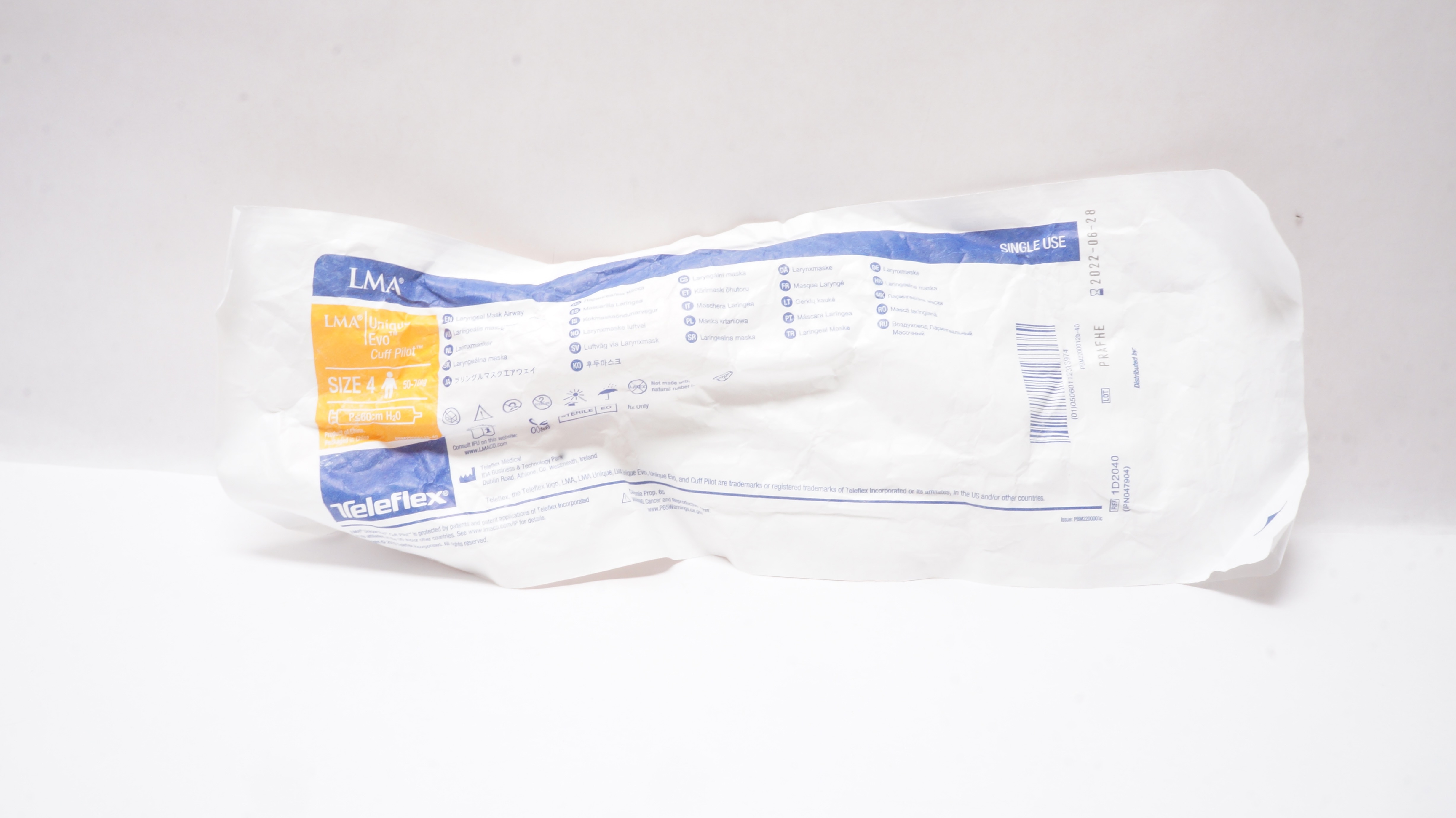 Teleflex 1D2040 LMA Unique Evo Laryngeal Mask Airway Size 4 50-70kg (x)